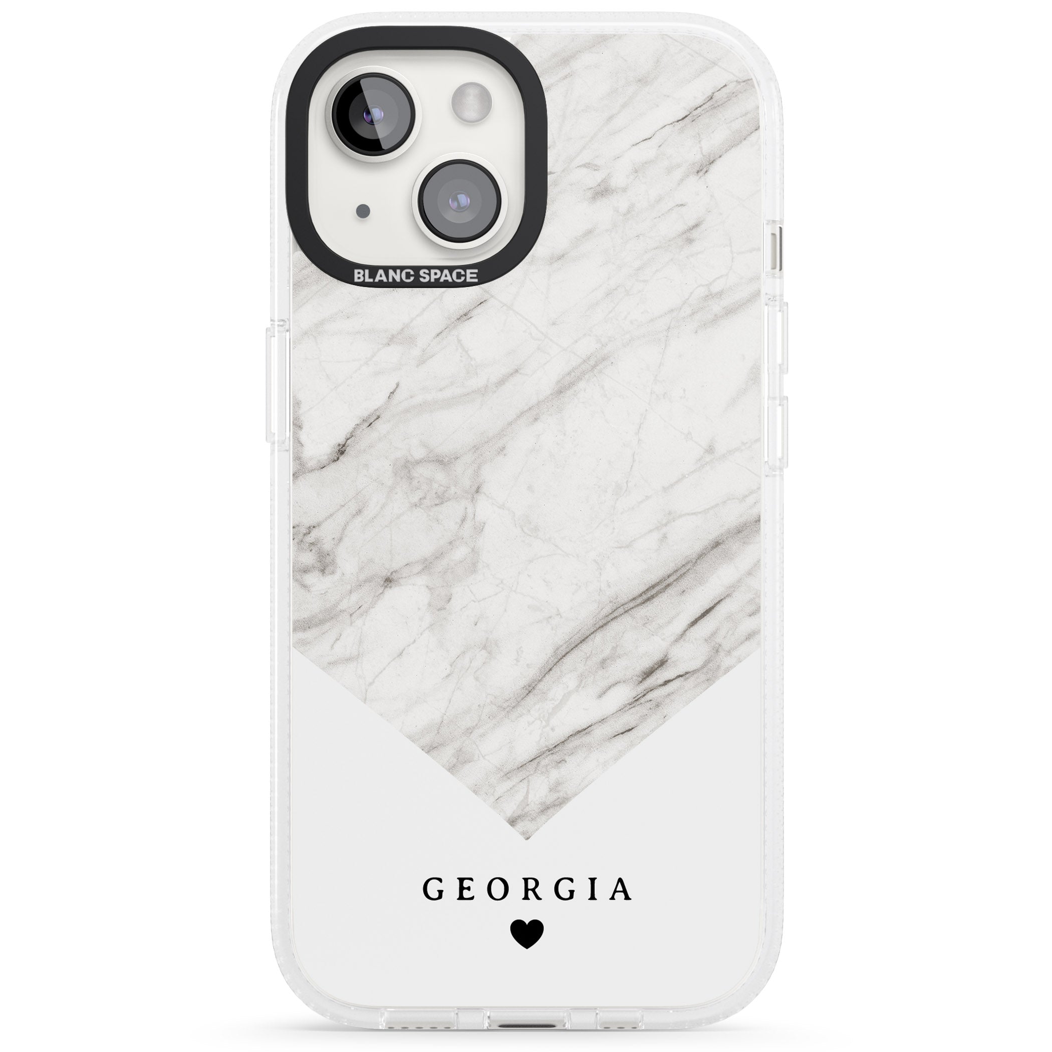 Personalised White Marble iPhone 15 / 14 / 13 Clear Case Impact Air - Blanc Space