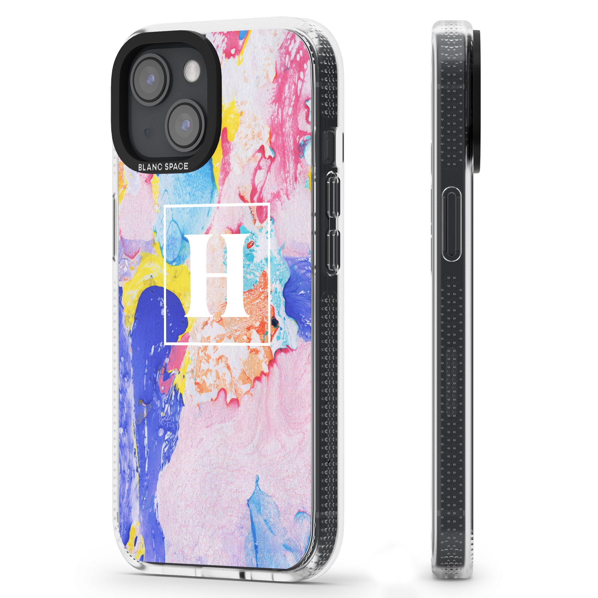Personalised Mixed Pastels Marbled Paper iPhone 15 / 14 / 13 Clear Case Impact Air - Blanc Space