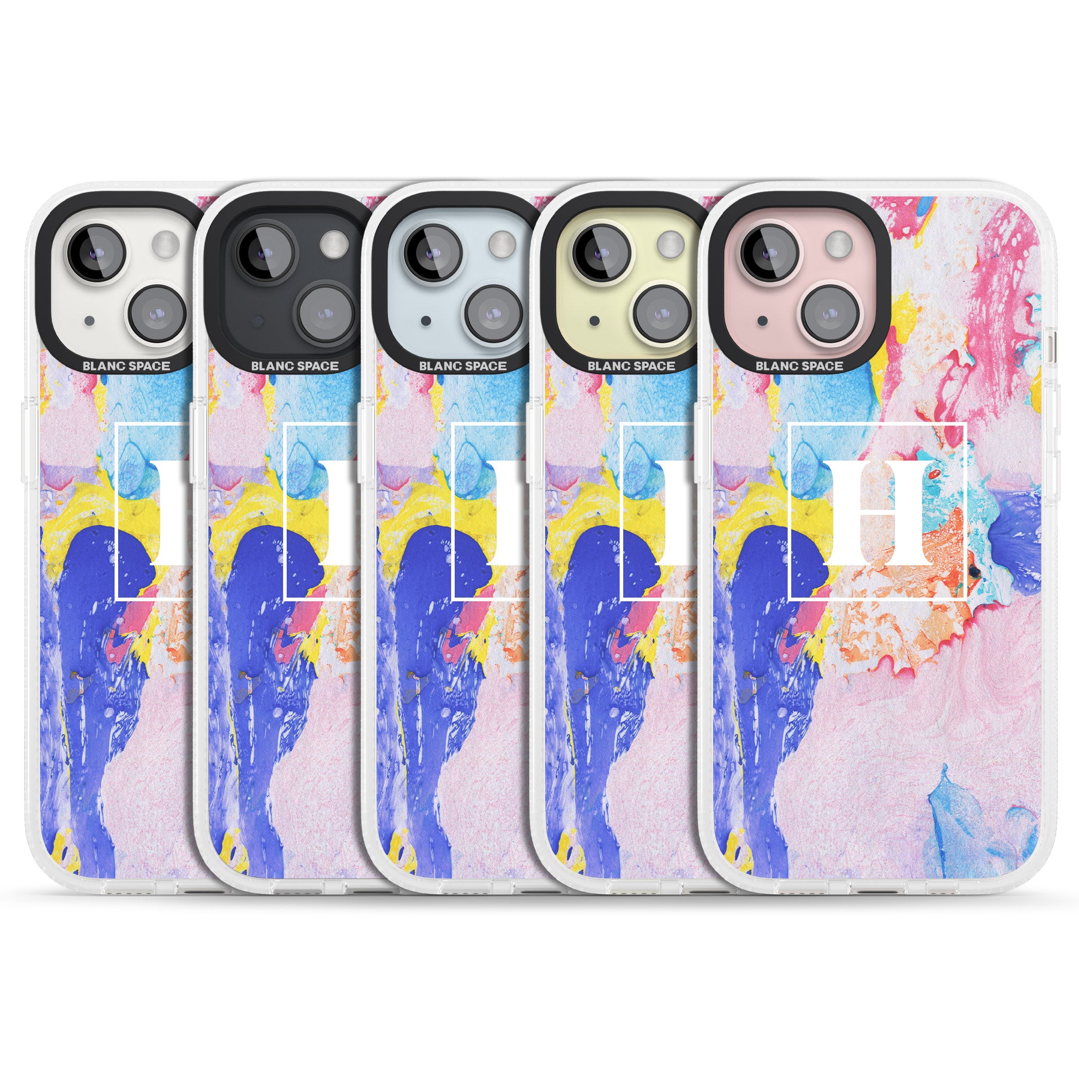 Personalised Mixed Pastels Marbled Paper iPhone 15 / 14 / 13 Clear Case Impact Air - Blanc Space