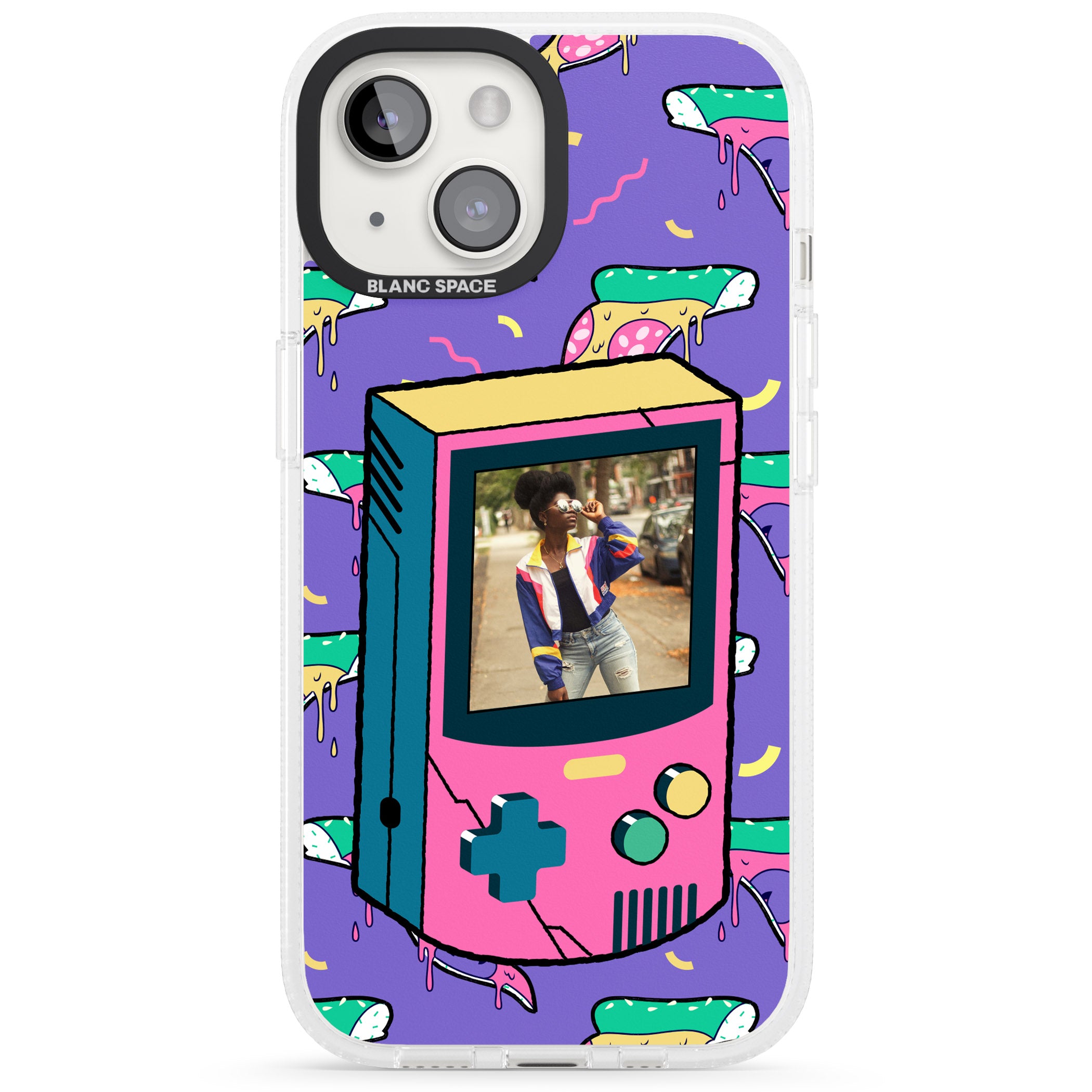 Personalised Retro Game Photo Case iPhone 15 / 14 / 13 Clear Case Impact Air - Blanc Space