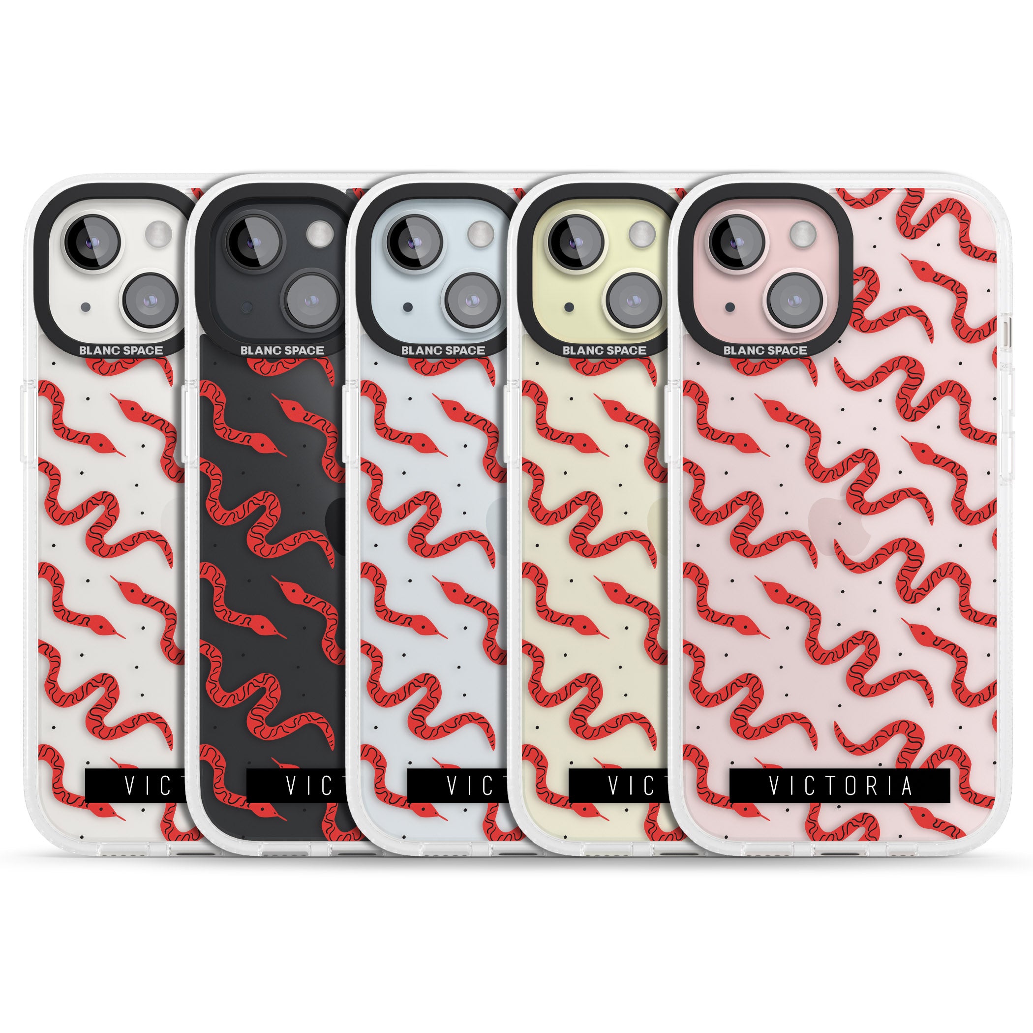 Personalised Snake Pattern iPhone 15 / 14 / 13 Clear Case Impact Air - Blanc Space