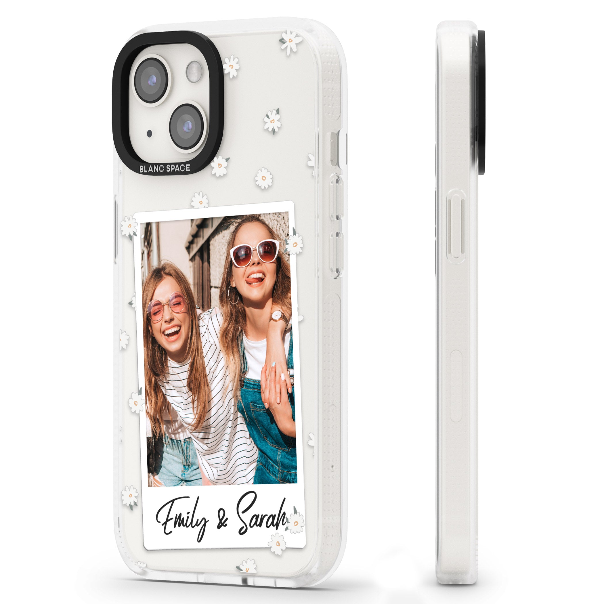 Personalised Daisy Instant Photo iPhone 15 / 14 / 13 Clear Case Impact Air - Blanc Space