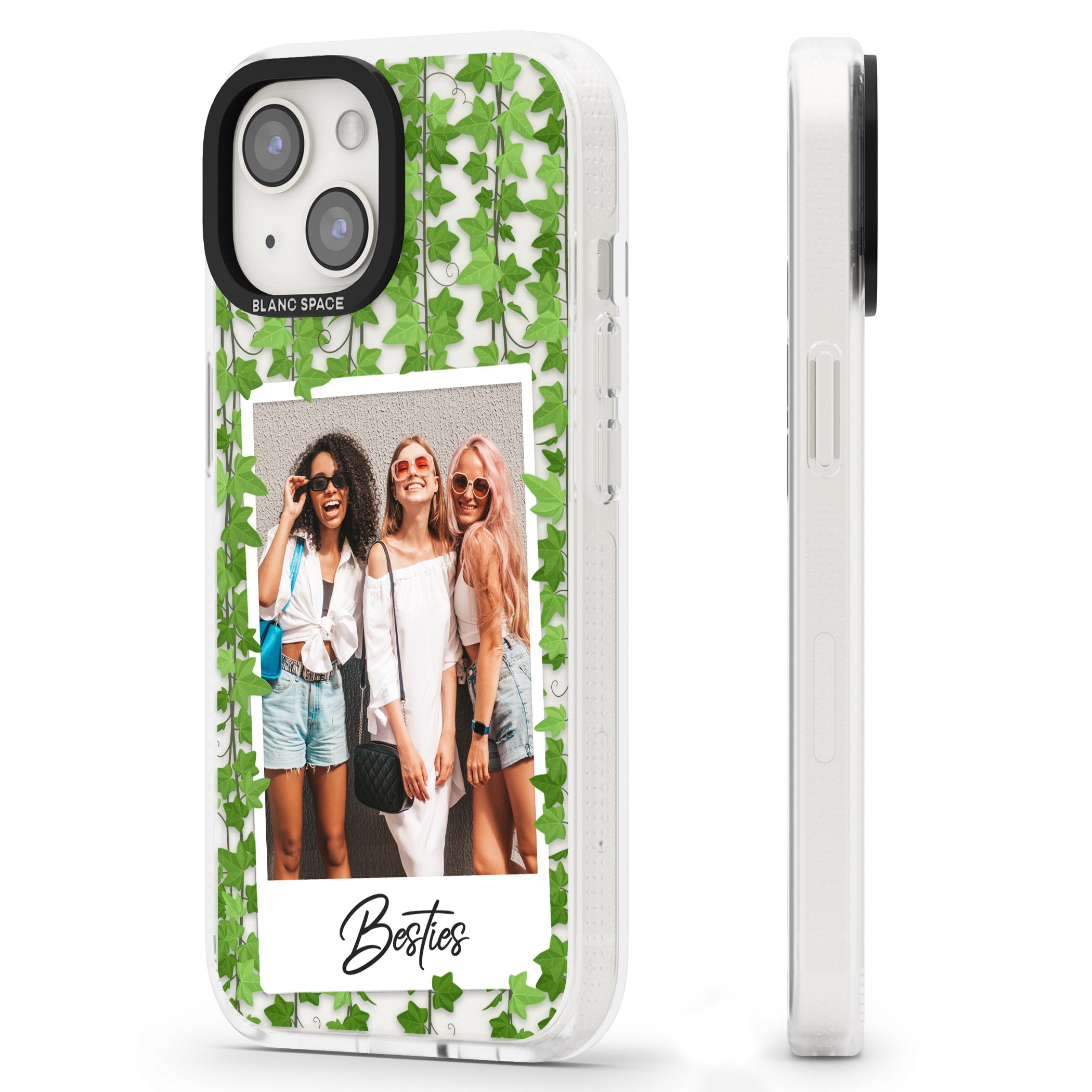Personalised Ivy Vine Instant Photo iPhone 15 / 14 / 13 Clear Case Impact Air - Blanc Space
