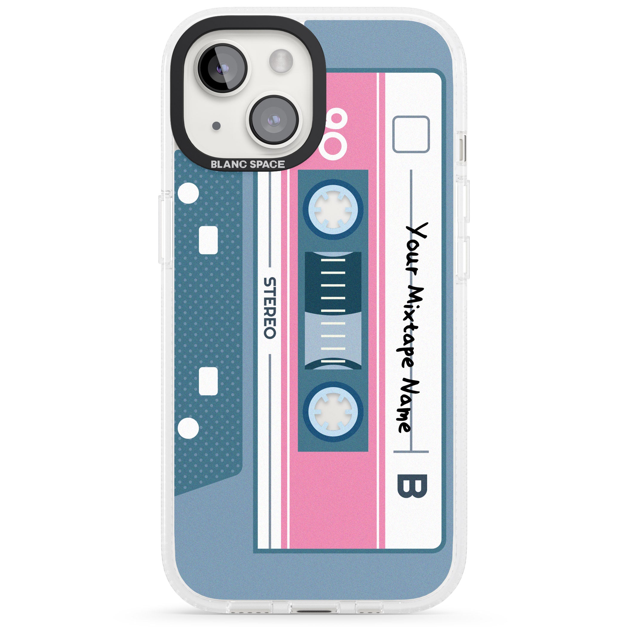 Personalised Retro Mixtape iPhone 15 / 14 / 13 Clear Case Impact Air - Blanc Space
