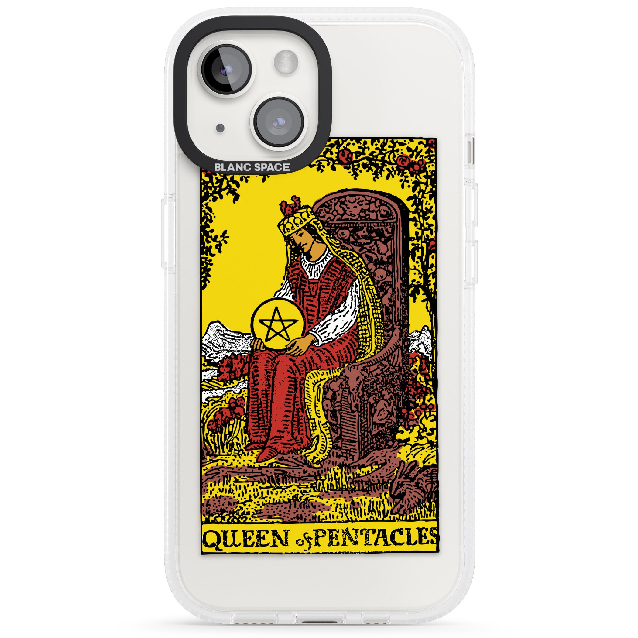 Personalised Queen of Pentacles Tarot Card - Colour iPhone 15 / 14 / 13 Clear Case Impact Air - Blanc Space