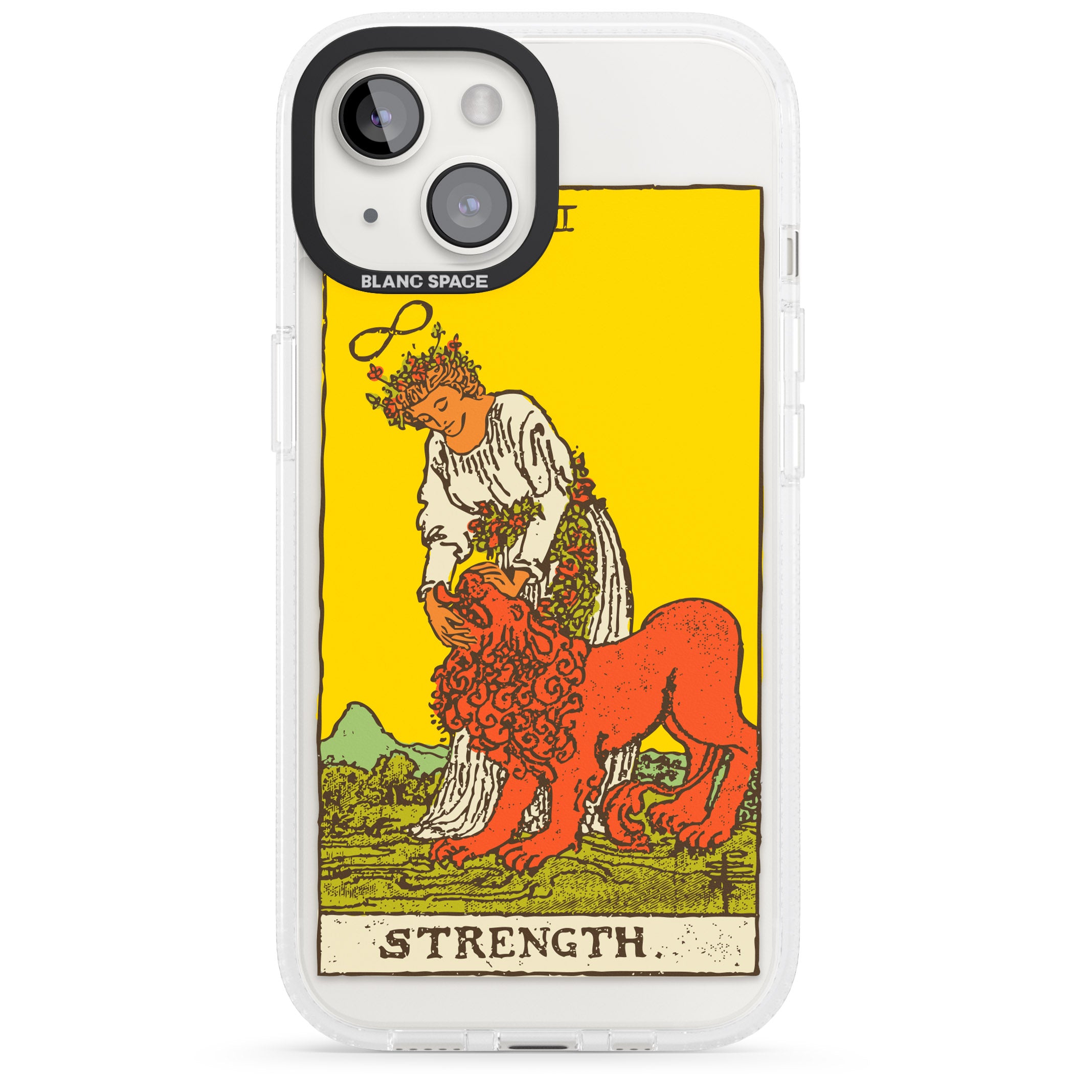 Personalised Strength Tarot Card - Colour iPhone 15 / 14 / 13 Clear Case Impact Air - Blanc Space