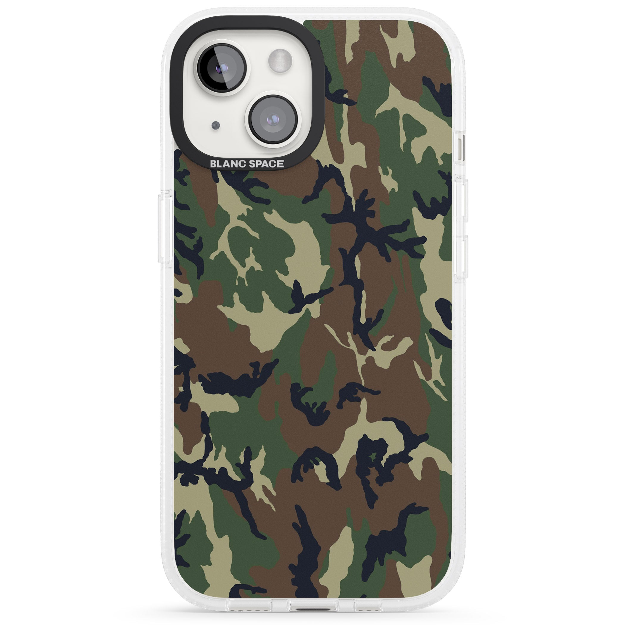 Forest Green Camo iPhone 15 / 14 / 13 Clear Case Impact Air - Blanc Space