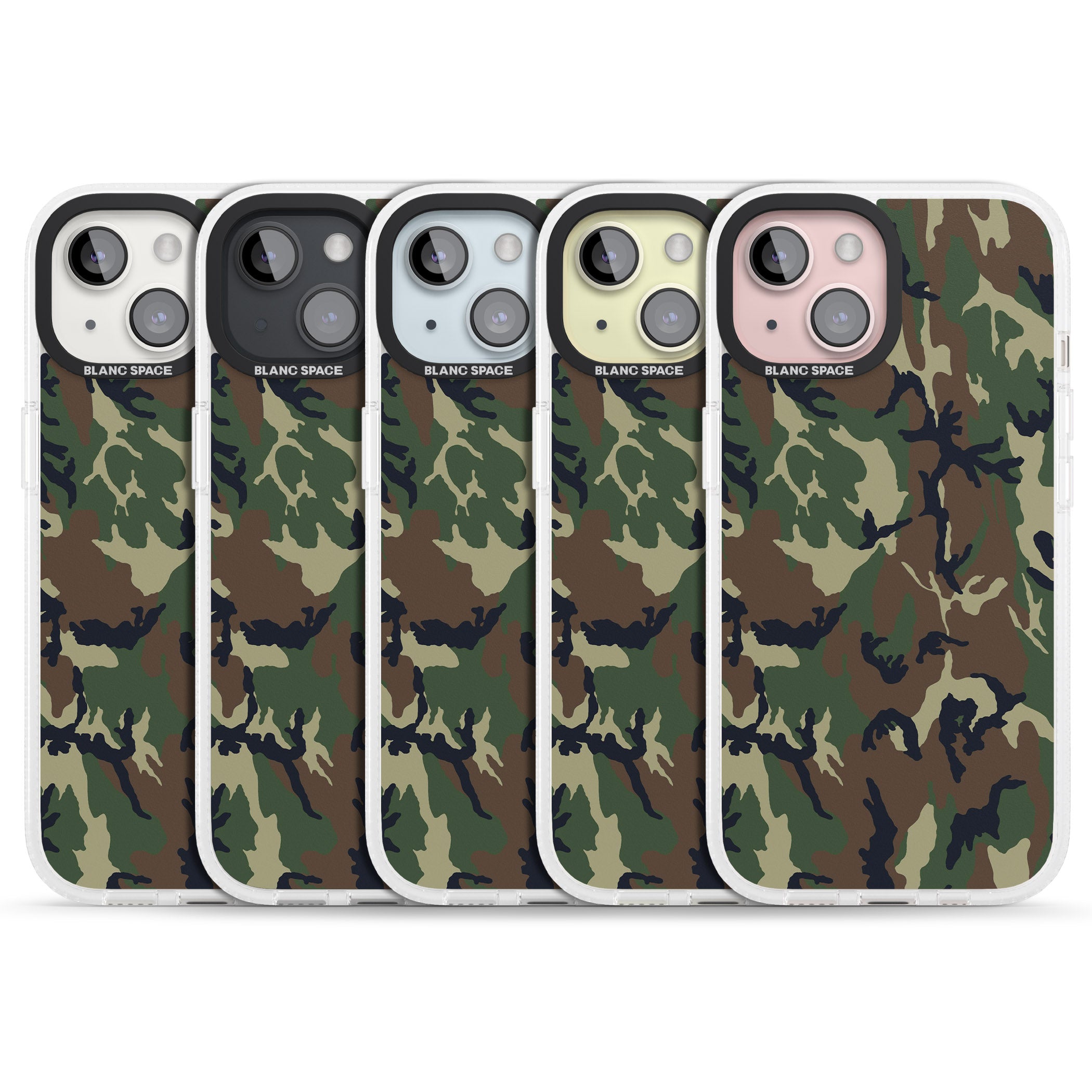 Forest Green Camo iPhone 15 / 14 / 13 Clear Case Impact Air - Blanc Space