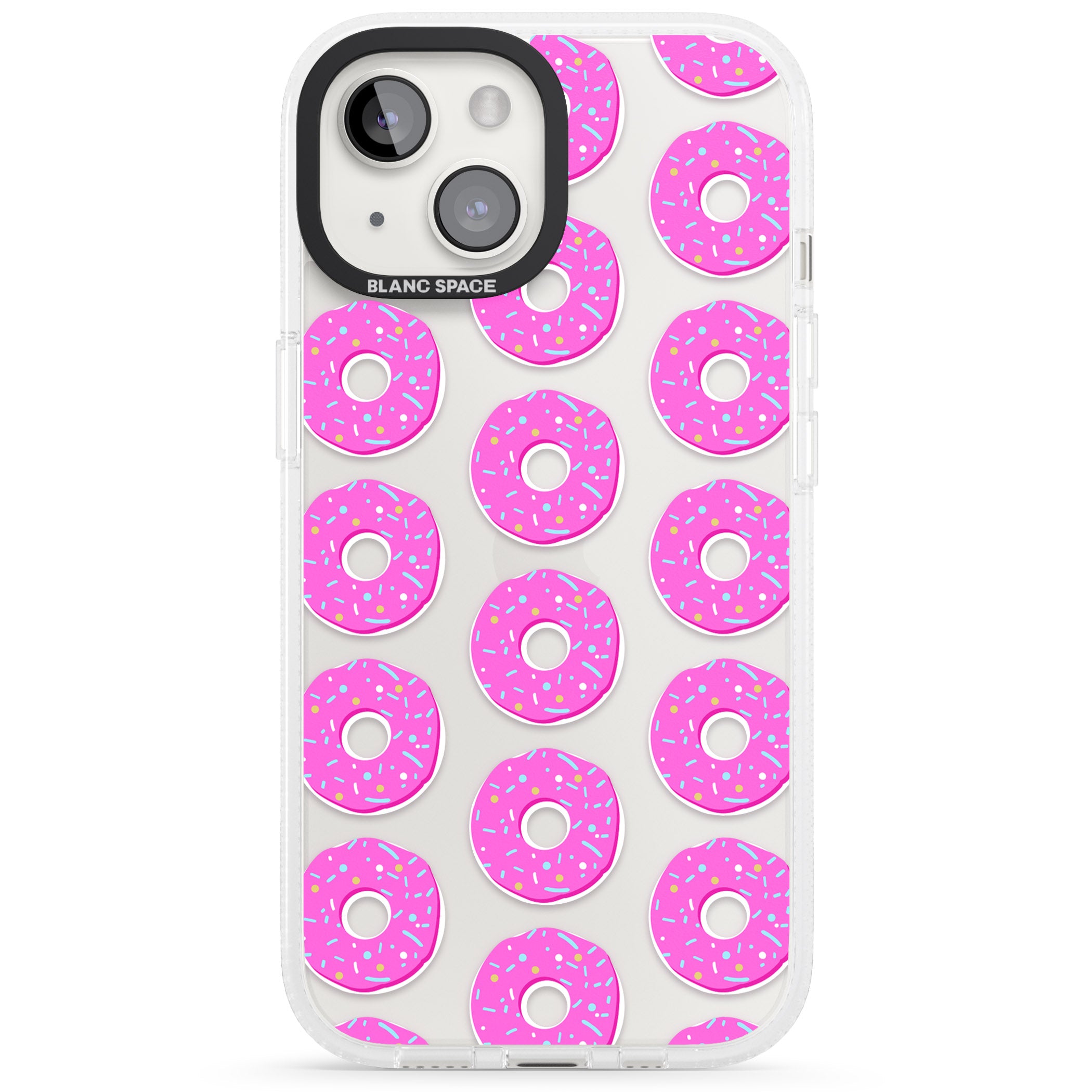 Pink Donut Pattern iPhone 15 / 14 / 13 Clear Case Impact Air - Blanc Space