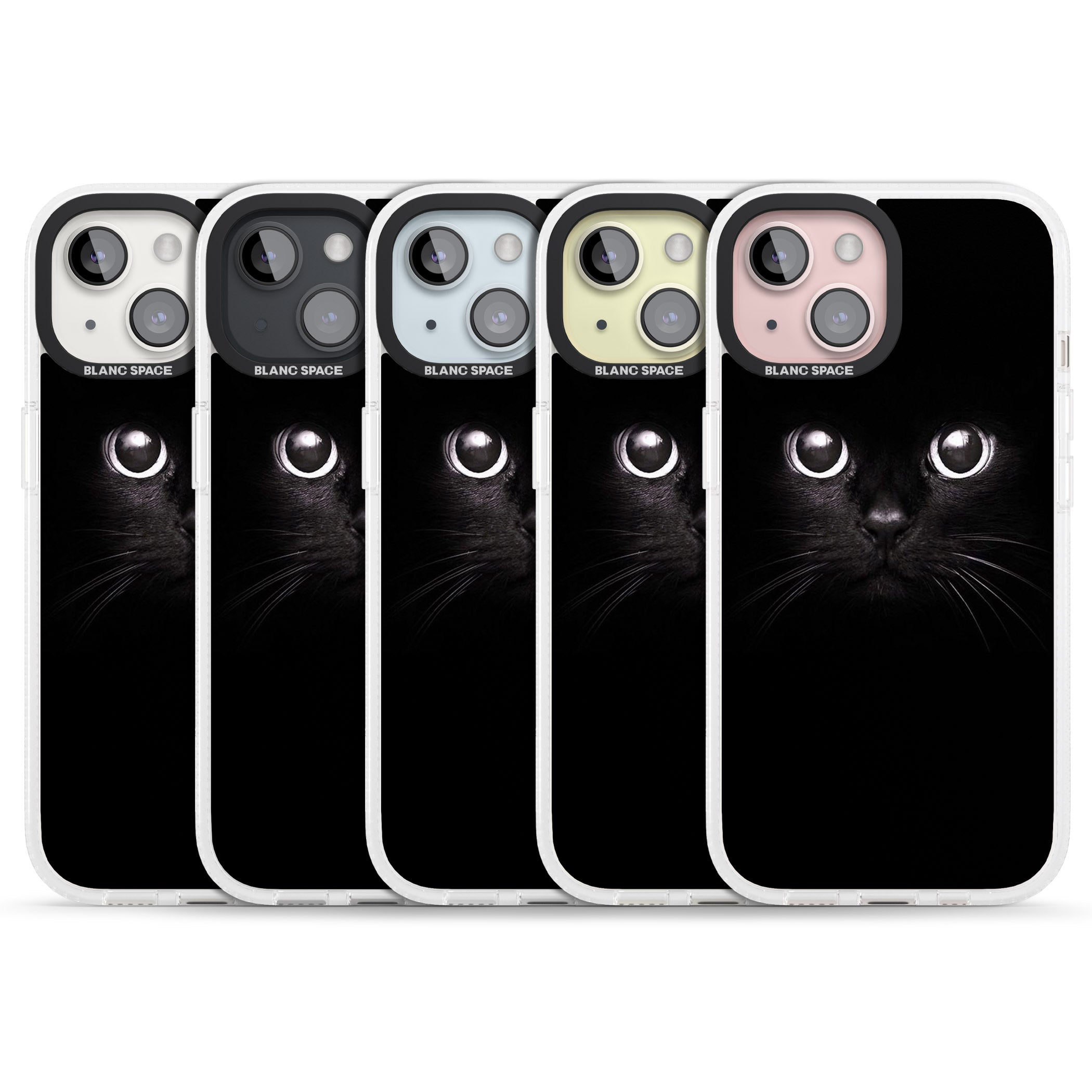 Black Cat iPhone 15 / 14 / 13 Clear Case Impact Air - Blanc Space