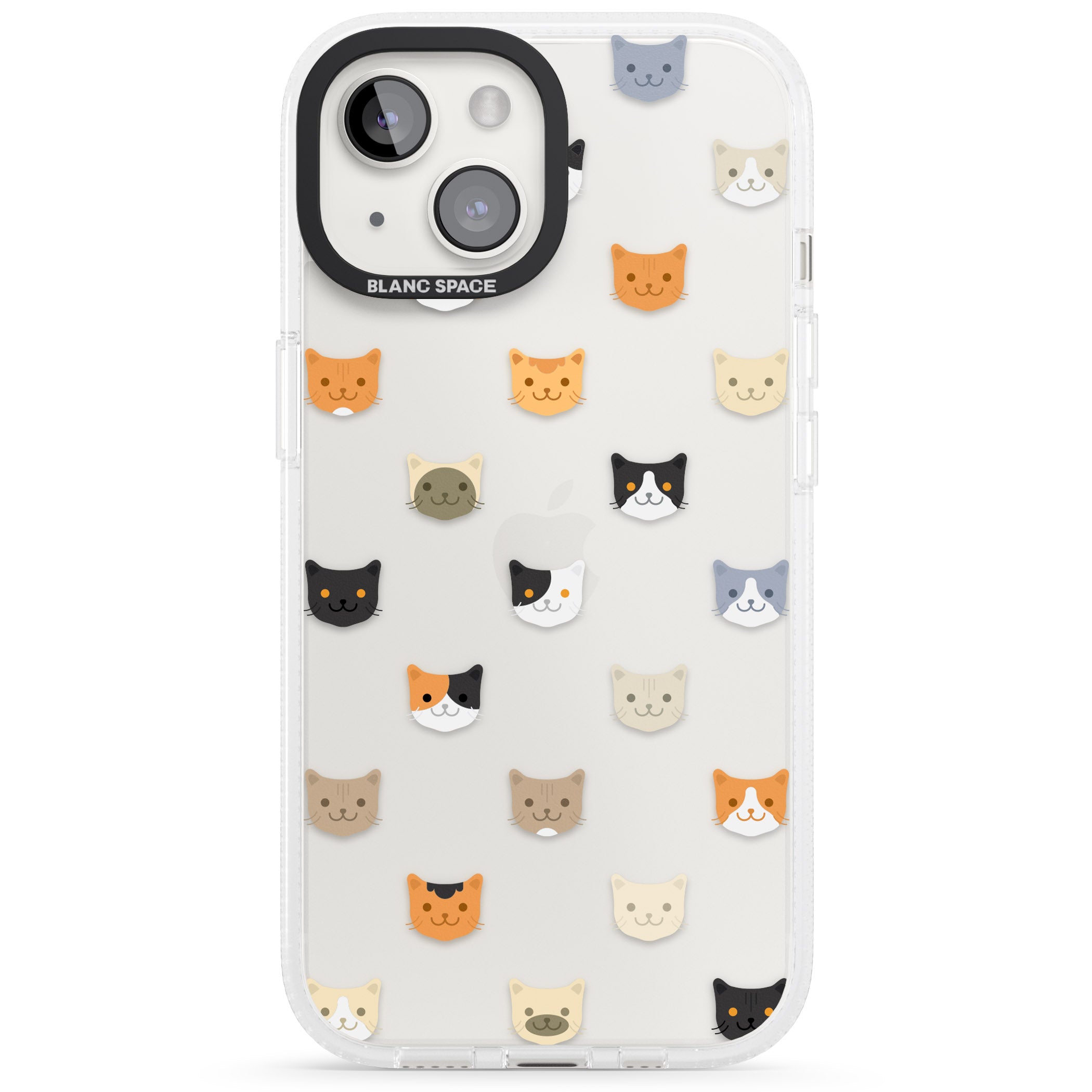 Cute Cat Face Transparent iPhone 15 / 14 / 13 Clear Case Impact Air - Blanc Space