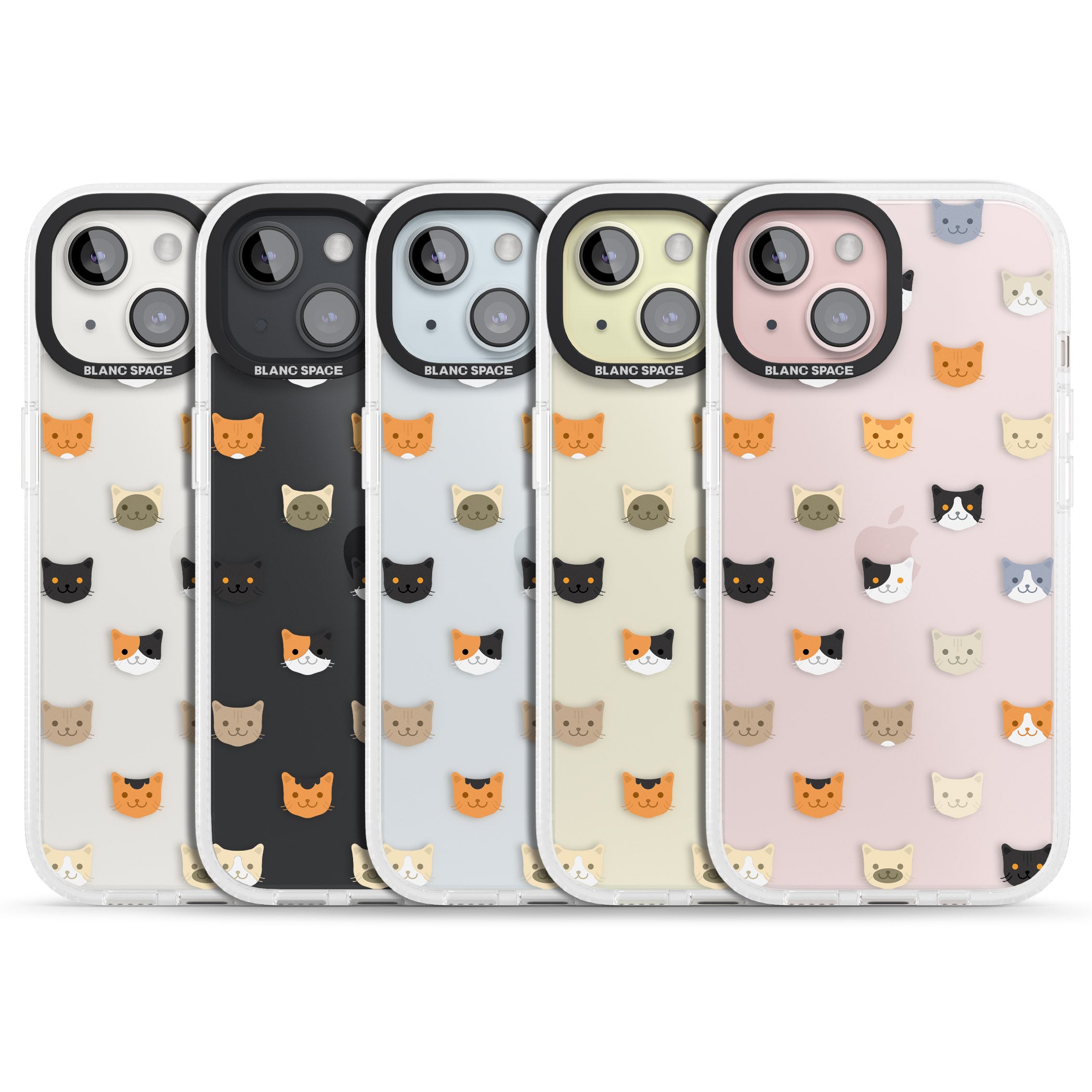 Cute Cat Face Transparent iPhone 15 / 14 / 13 Clear Case Impact Air - Blanc Space