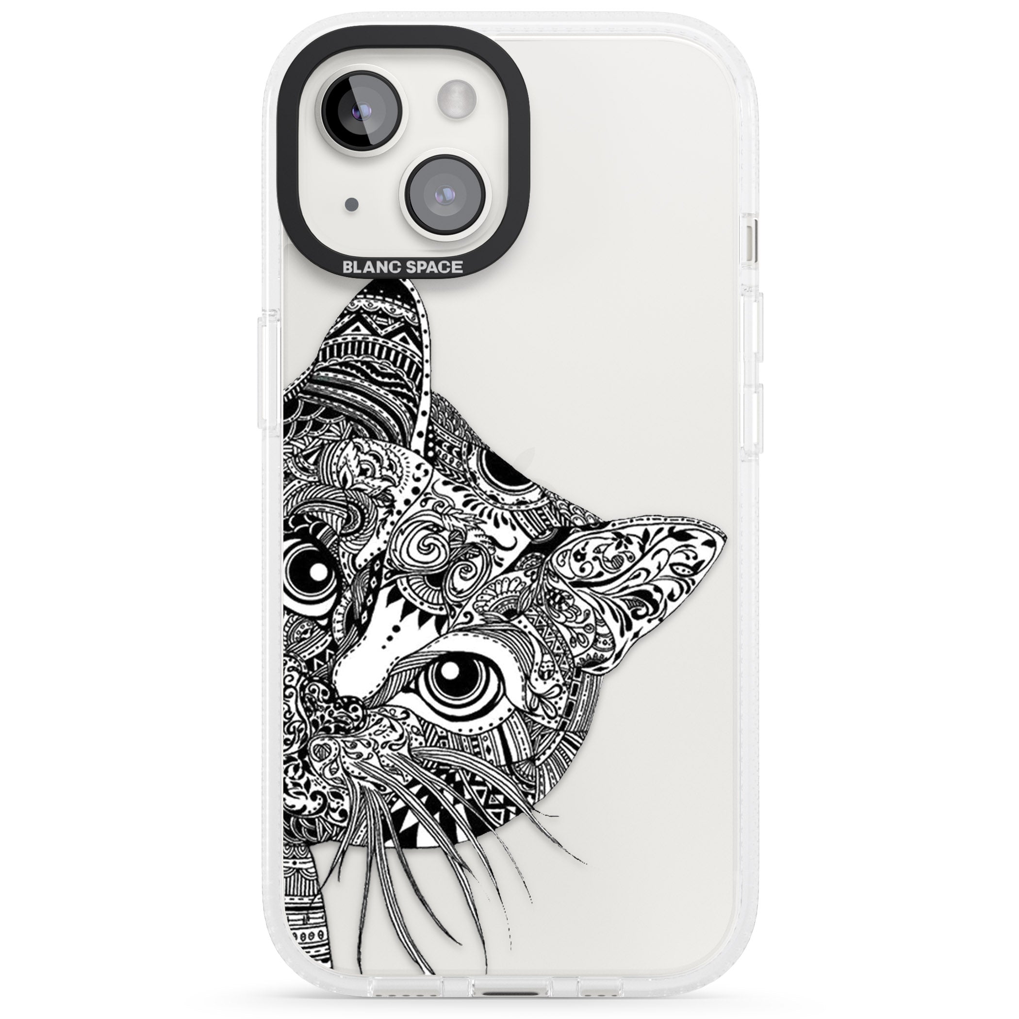 Henna Cat iPhone 15 / 14 / 13 Clear Case Impact Air - Blanc Space