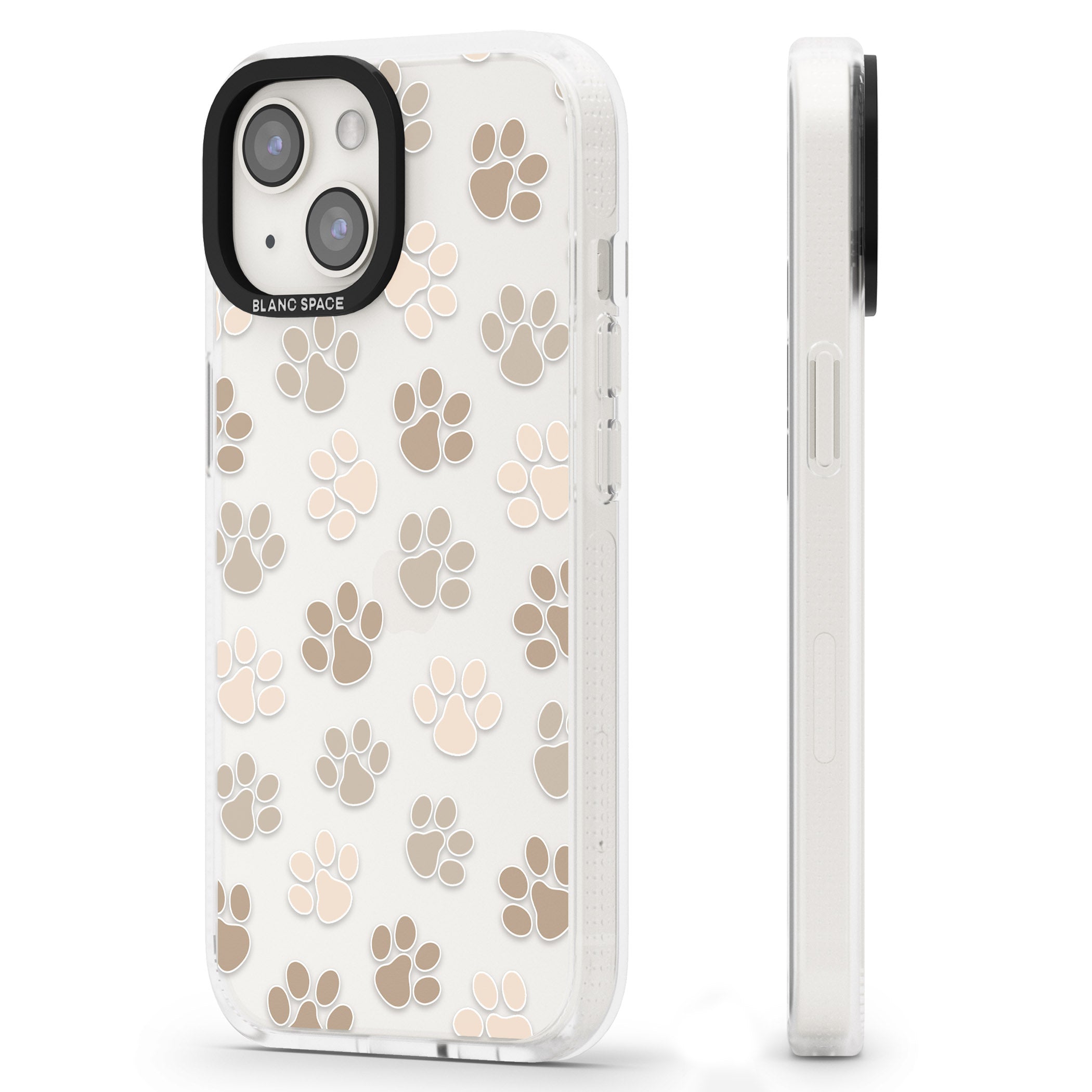 Paw Prints iPhone 15 / 14 / 13 Clear Case Impact Air - Blanc Space