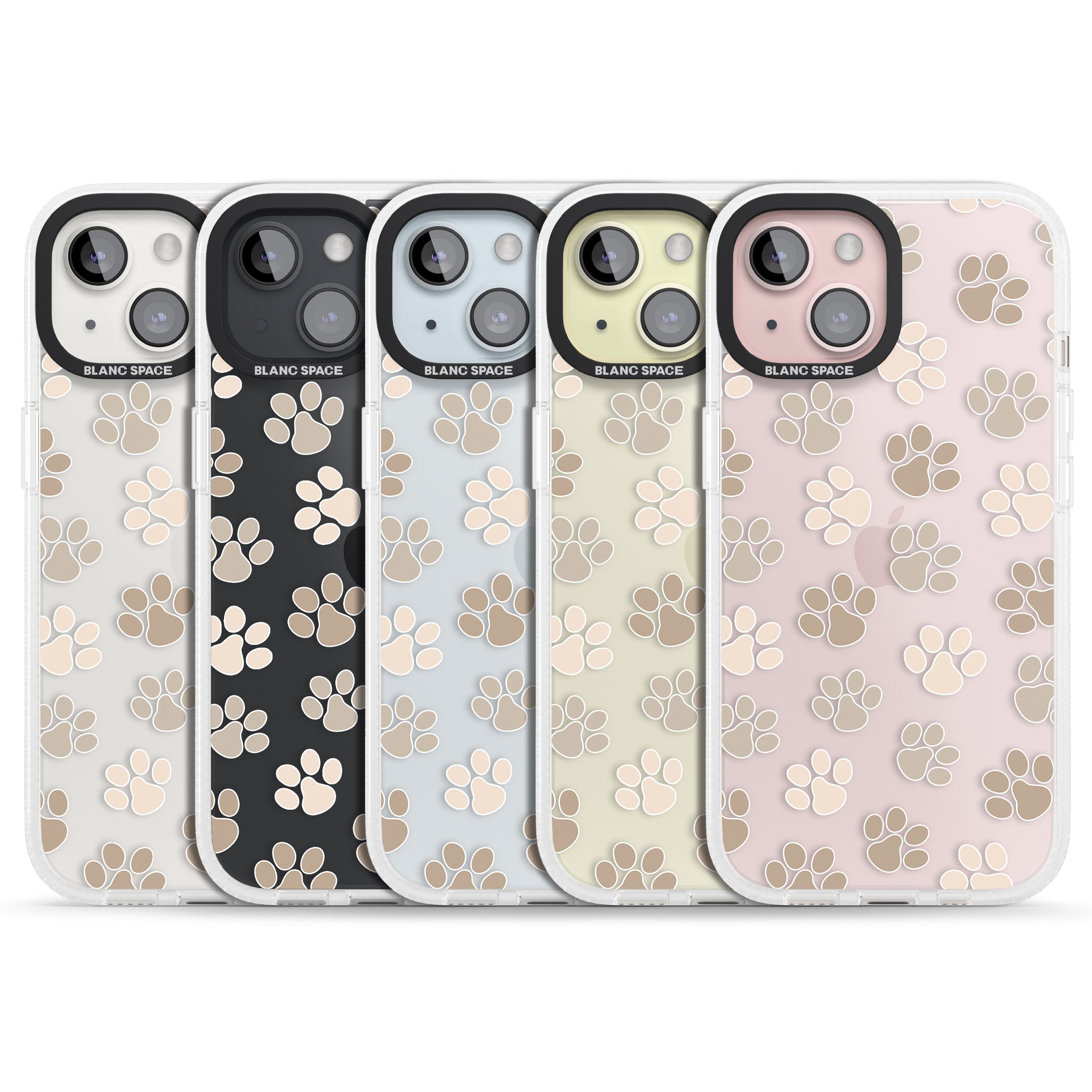 Paw Prints iPhone 15 / 14 / 13 Clear Case Impact Air - Blanc Space