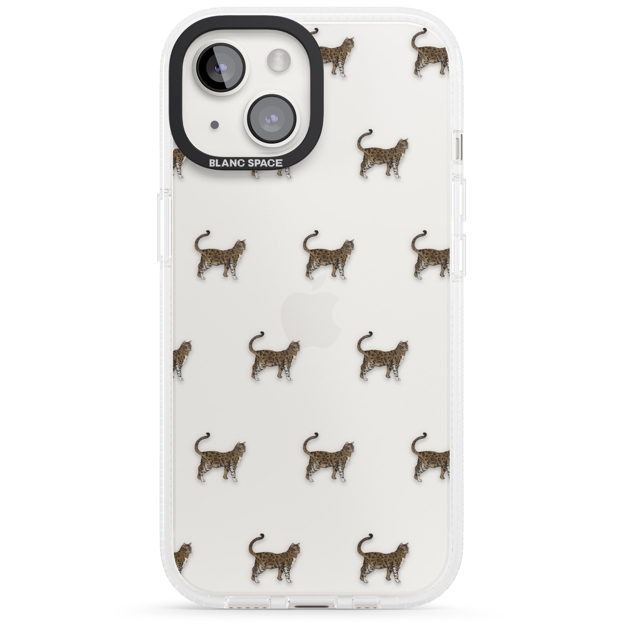 Bengal Cat Pattern iPhone 15 / 14 / 13 Clear Case Impact Air - Blanc Space
