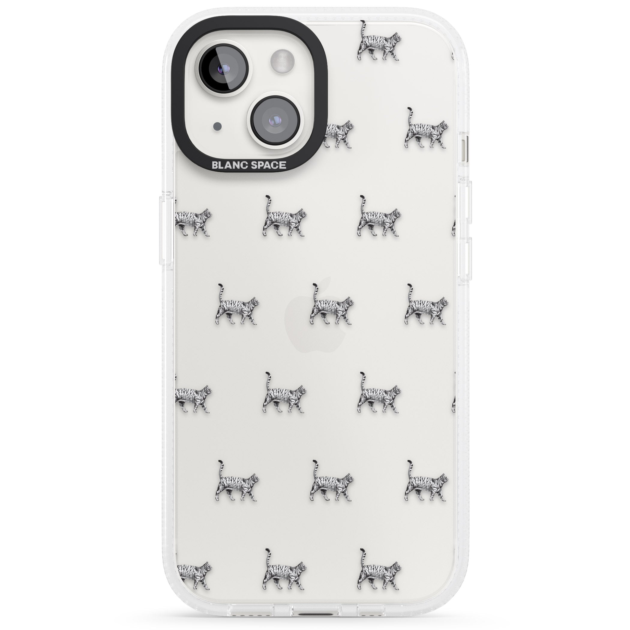 British Shorthair Cat Pattern iPhone 15 / 14 / 13 Clear Case Impact Air - Blanc Space