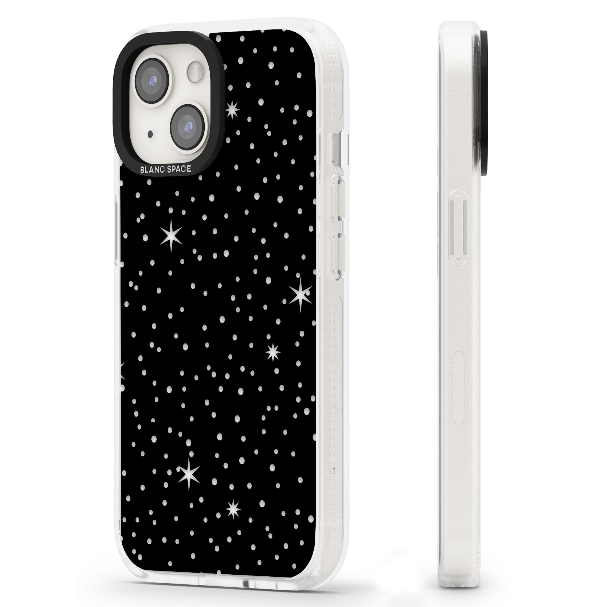 Celestial Cut-Out Stars iPhone 15 / 14 / 13 Clear Case Impact Air - Blanc Space