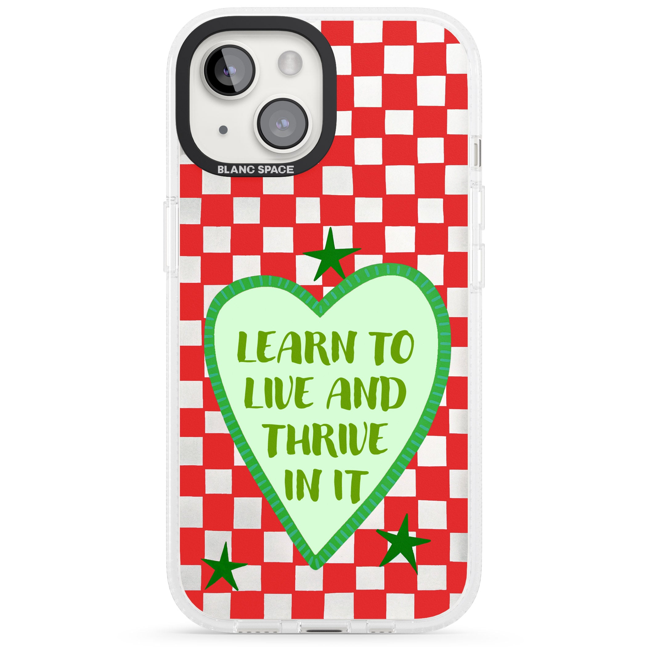 Learn To Live iPhone 15 / 14 / 13 Clear Case Impact Air - Blanc Space