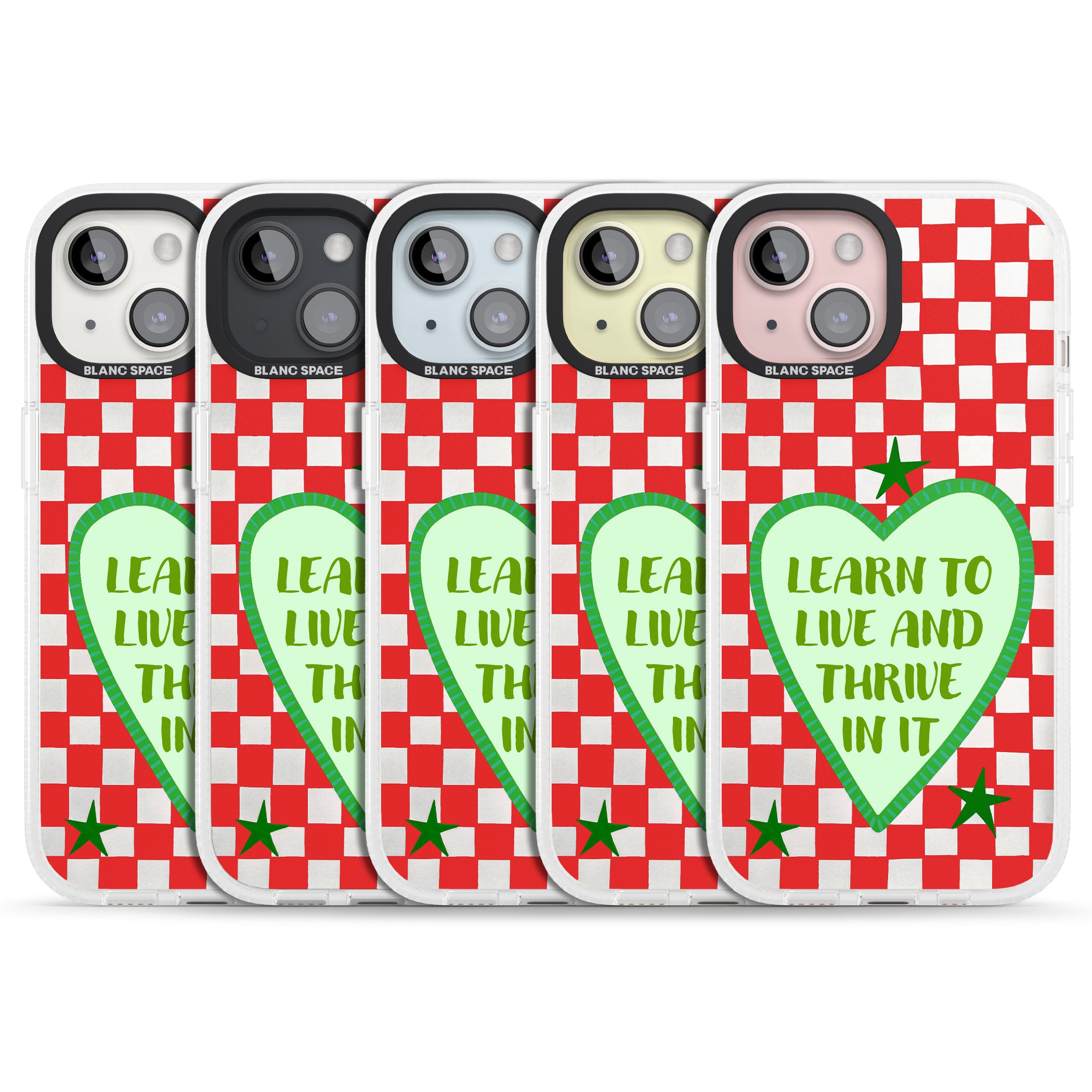Learn To Live iPhone 15 / 14 / 13 Clear Case Impact Air - Blanc Space