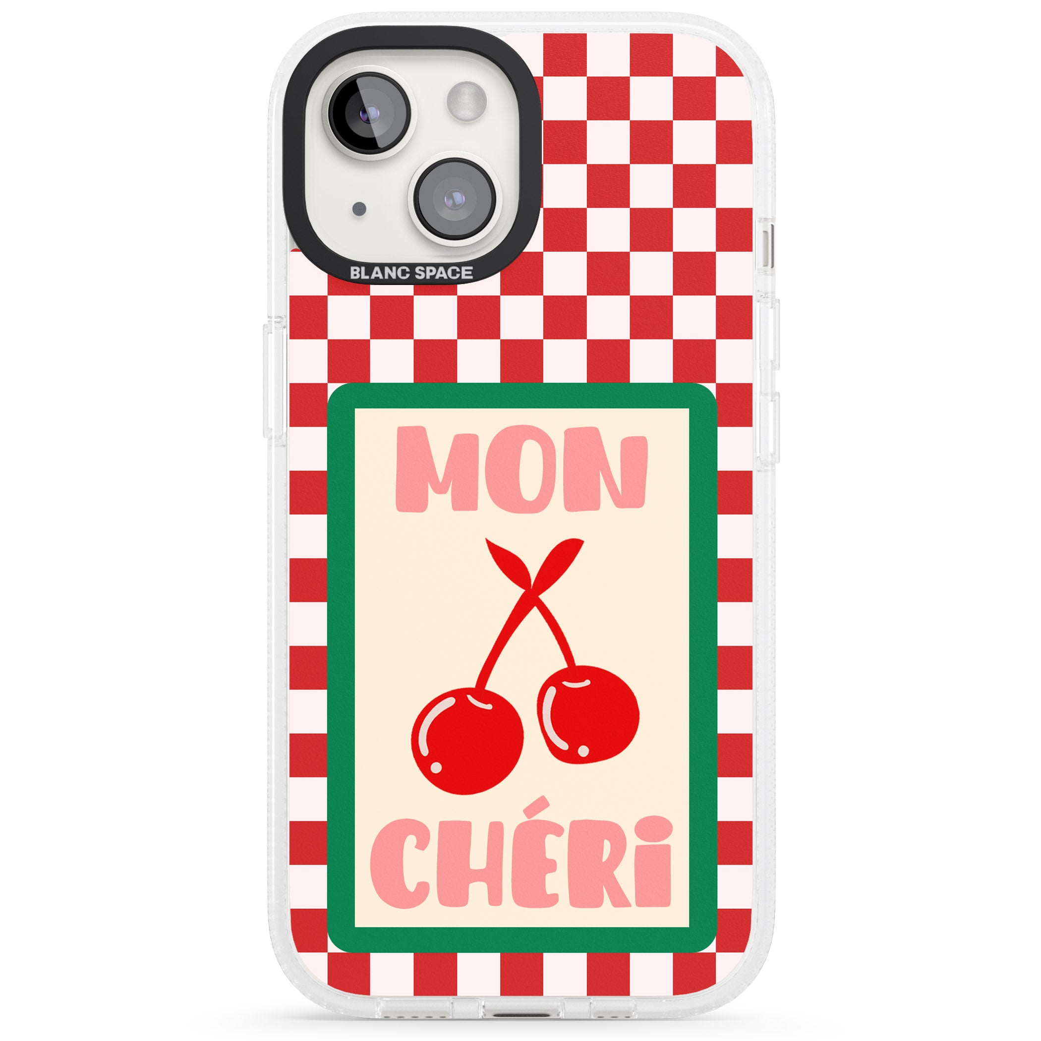 Mon Cheri iPhone 15 / 14 / 13 Clear Case Impact Air - Blanc Space