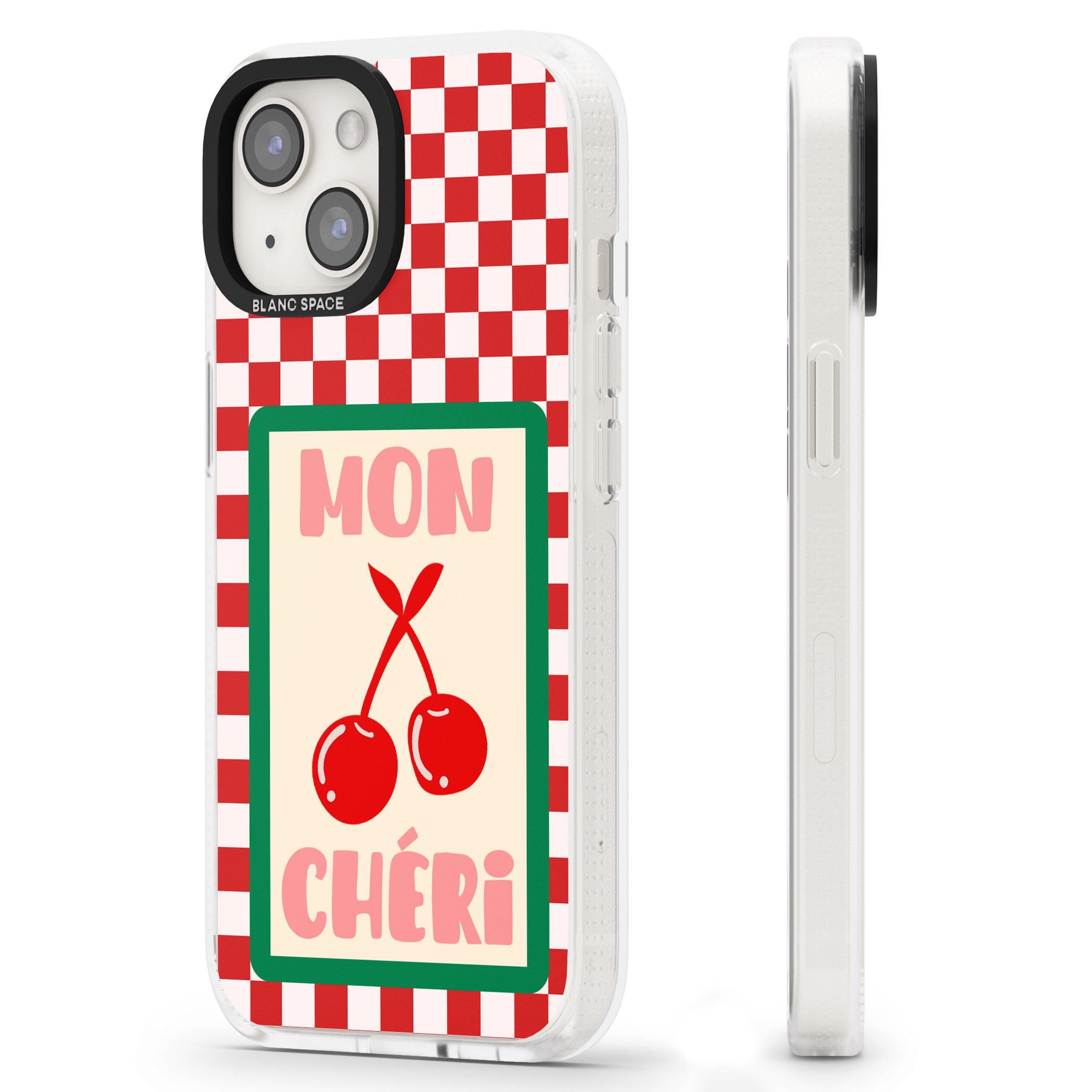 Mon Cheri iPhone 15 / 14 / 13 Clear Case Impact Air - Blanc Space