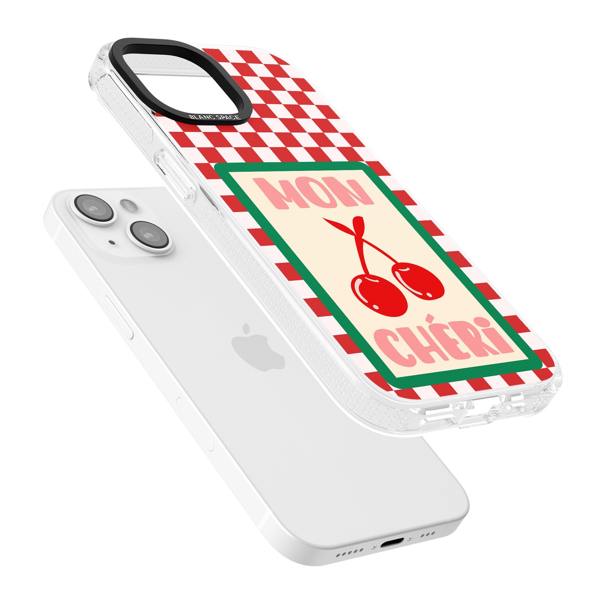 Mon Cheri iPhone 15 / 14 / 13 Clear Case Impact Air - Blanc Space