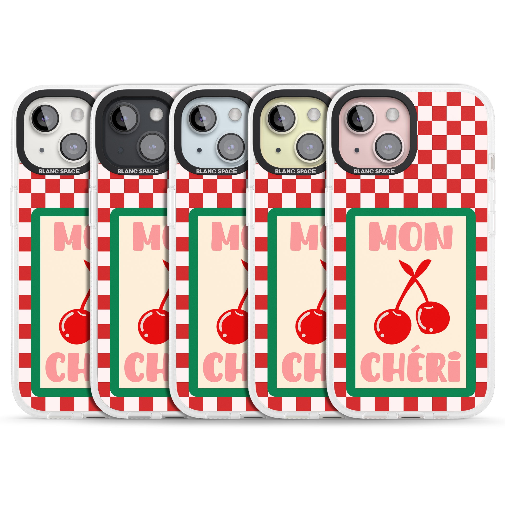 Mon Cheri iPhone 15 / 14 / 13 Clear Case Impact Air - Blanc Space