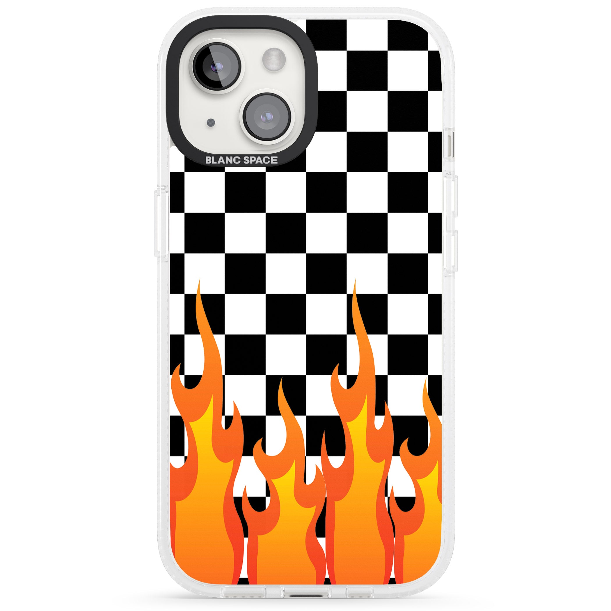 Checkered Fire iPhone 15 / 14 / 13 Clear Case Impact Air - Blanc Space