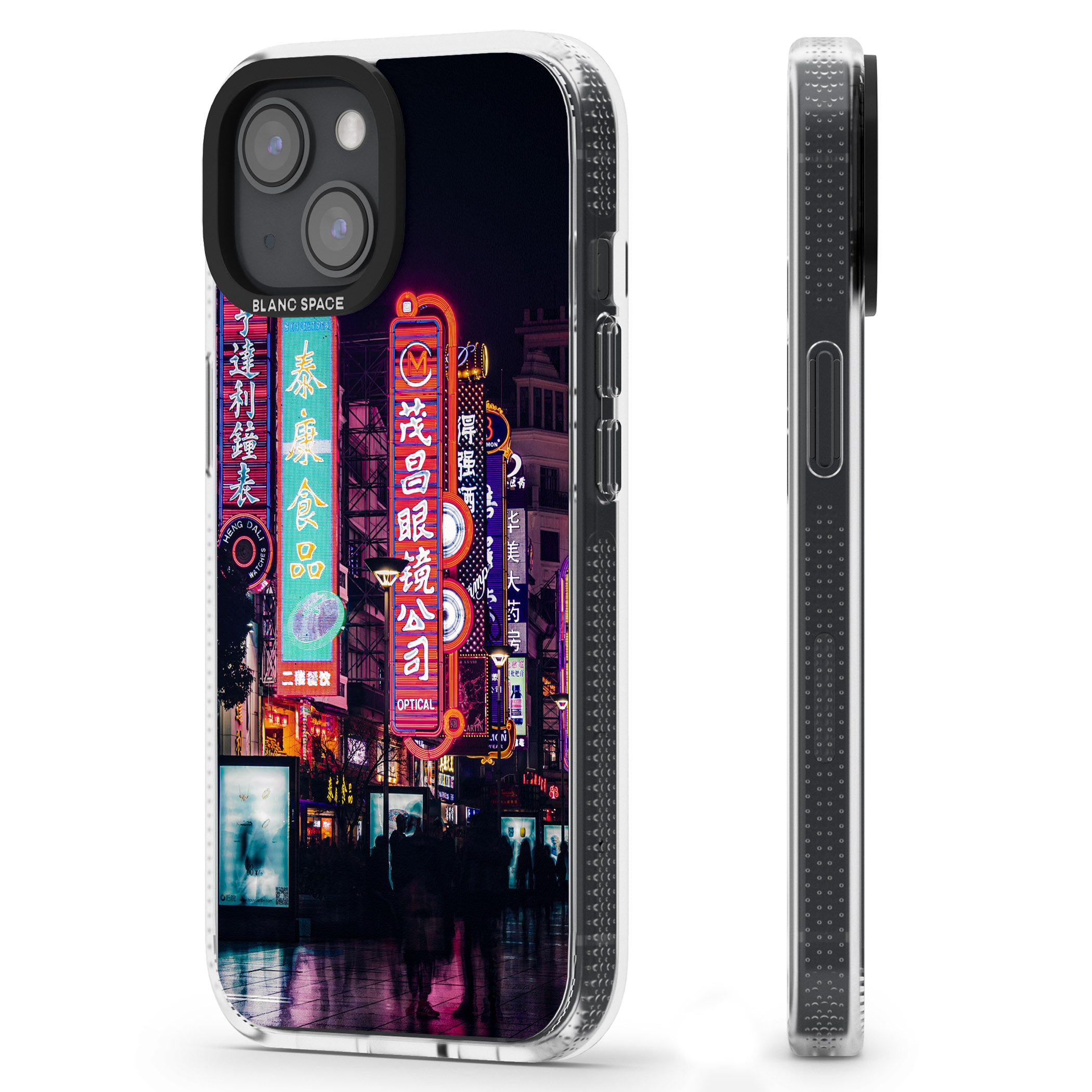 Busy Street - Neon Cities Photographs iPhone 15 / 14 / 13 Clear Case Impact Air - Blanc Space