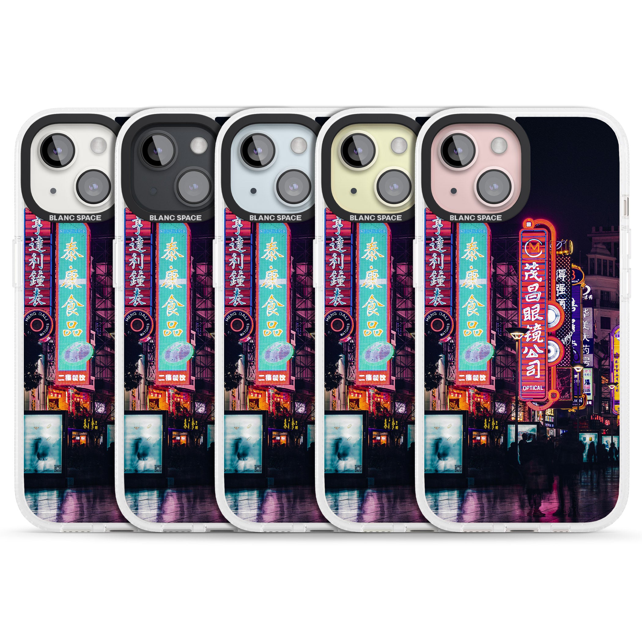 Busy Street - Neon Cities Photographs iPhone 15 / 14 / 13 Clear Case Impact Air - Blanc Space
