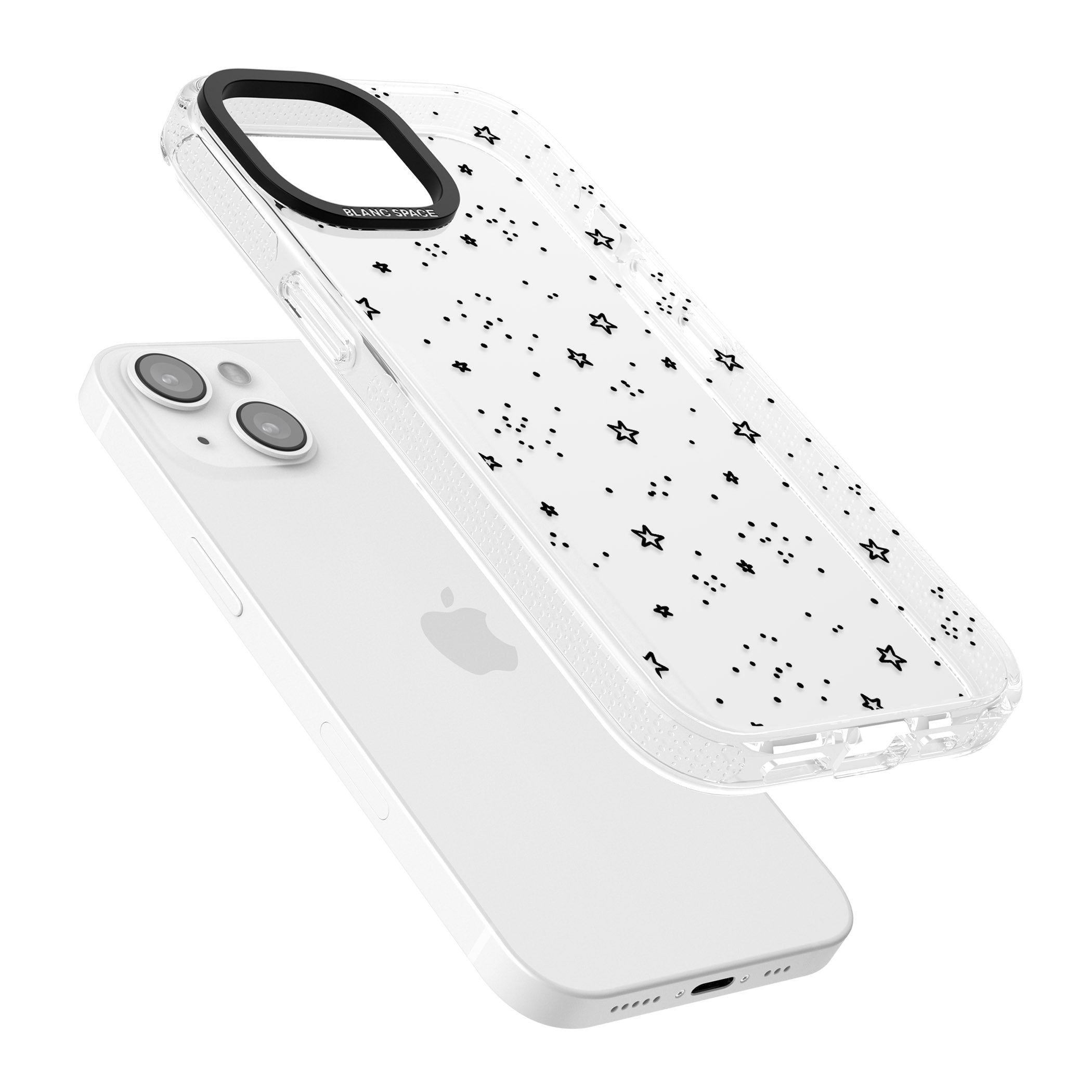 Star Outlines iPhone 15 / 14 / 13 Clear Case Impact Air - Blanc Space