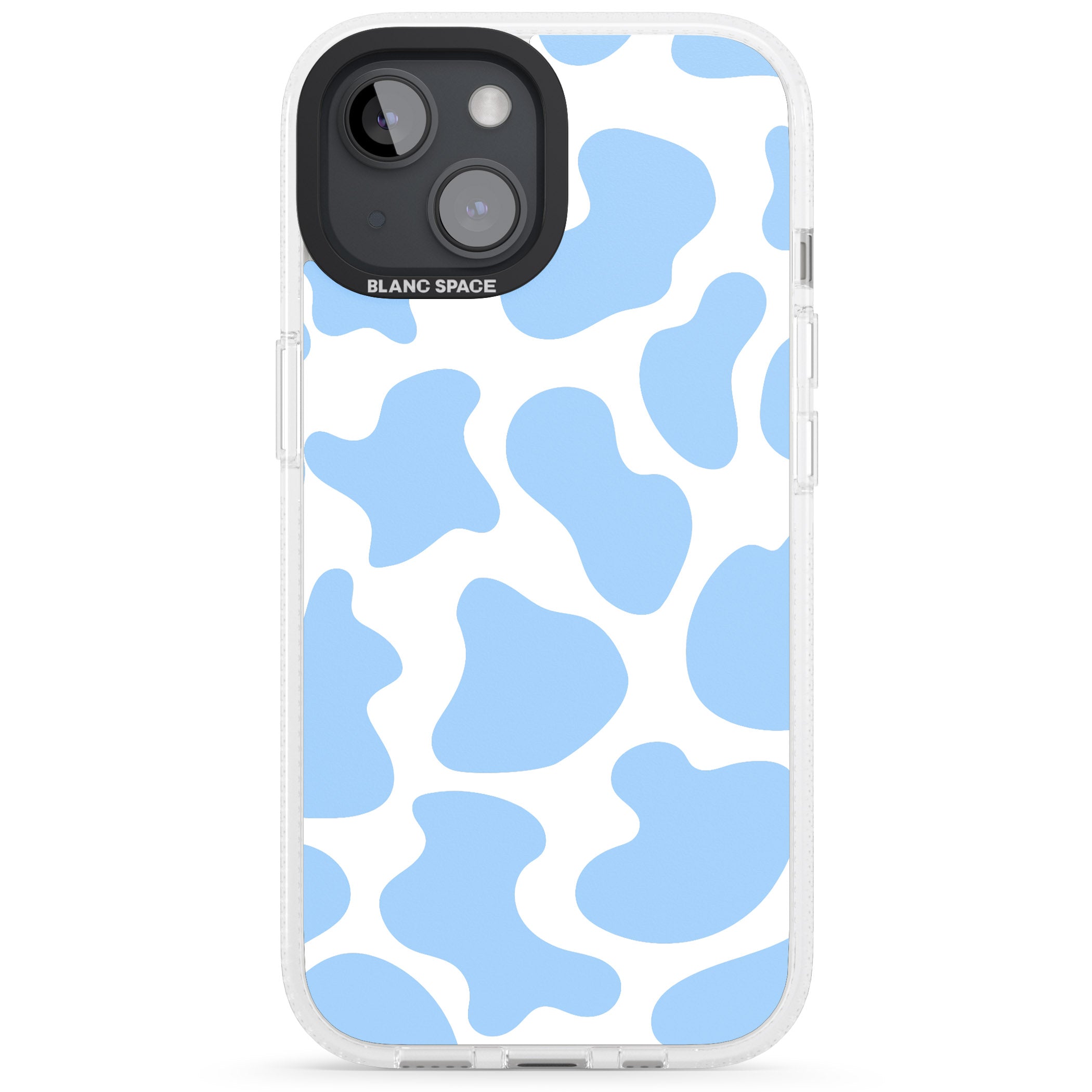 Blue and White Cow Print iPhone 15 / 14 / 13 Clear Case Impact Air - Blanc Space