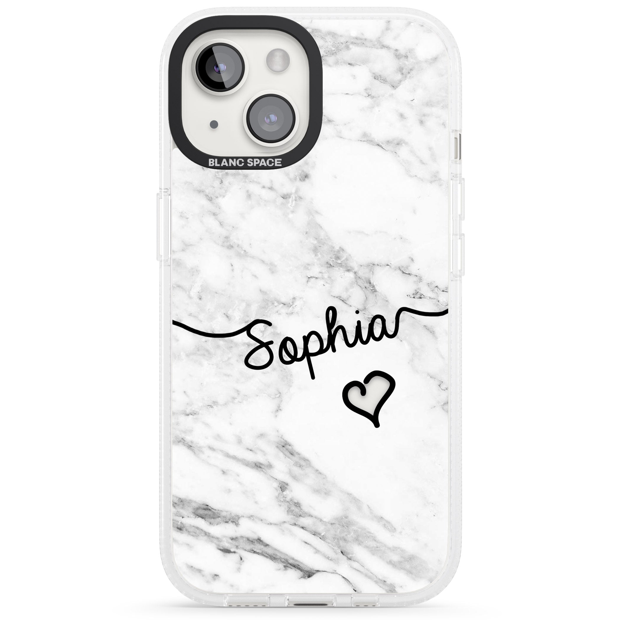 White Marble iPhone 15 / 14 / 13 Clear Case Impact Air - Blanc Space