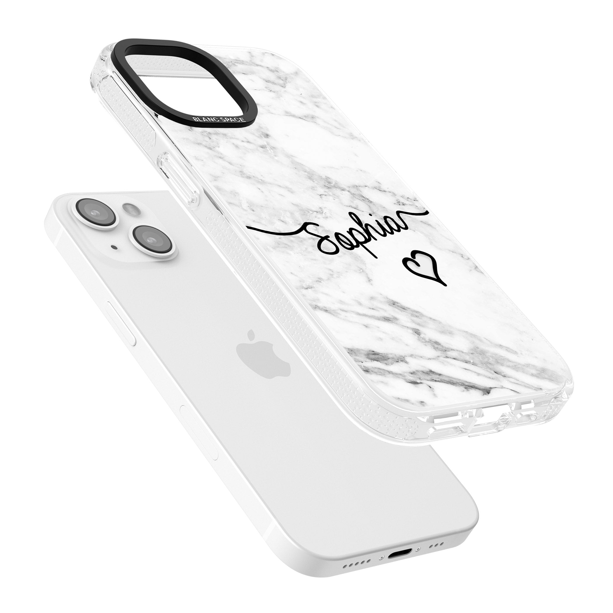 White Marble iPhone 15 / 14 / 13 Clear Case Impact Air - Blanc Space