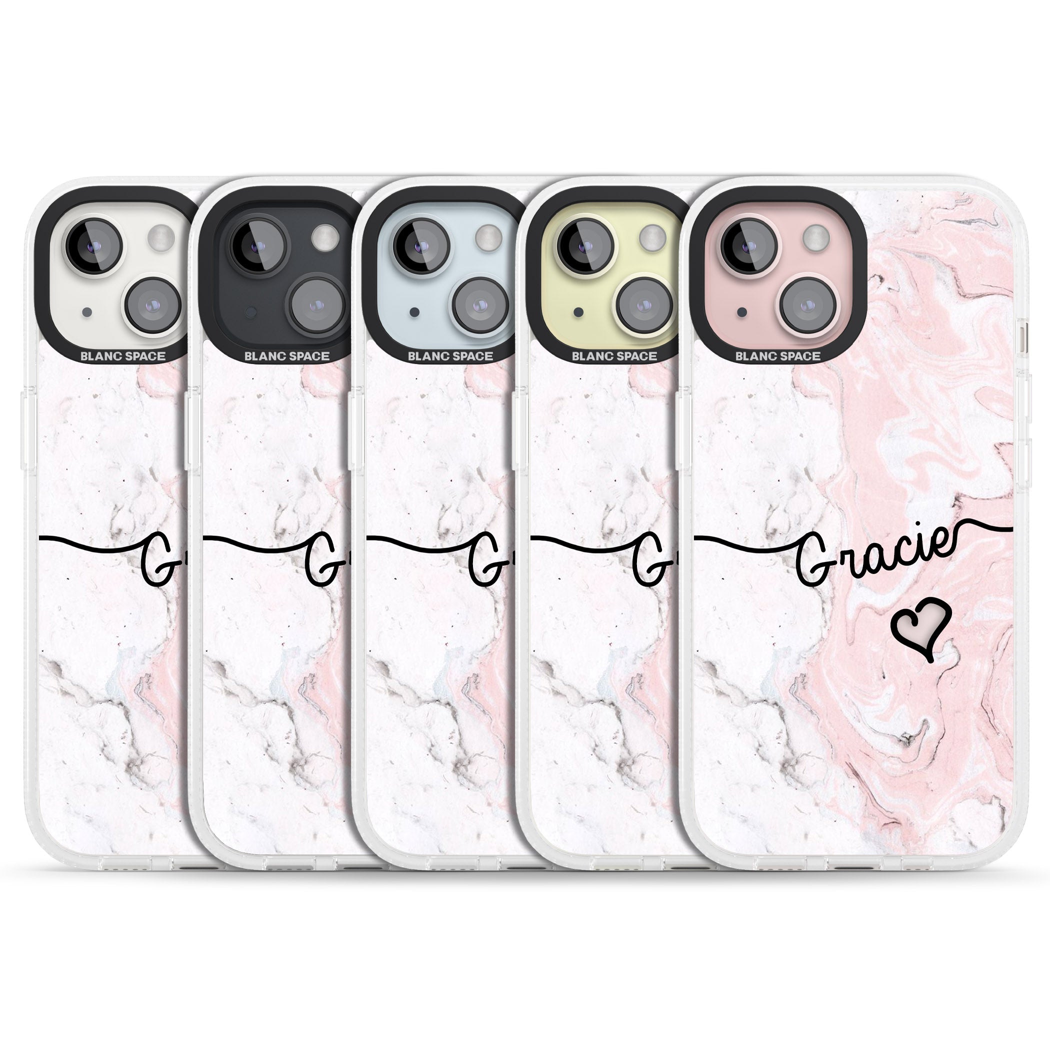 Pink Marble iPhone 15 / 14 / 13 Clear Case Impact Air - Blanc Space