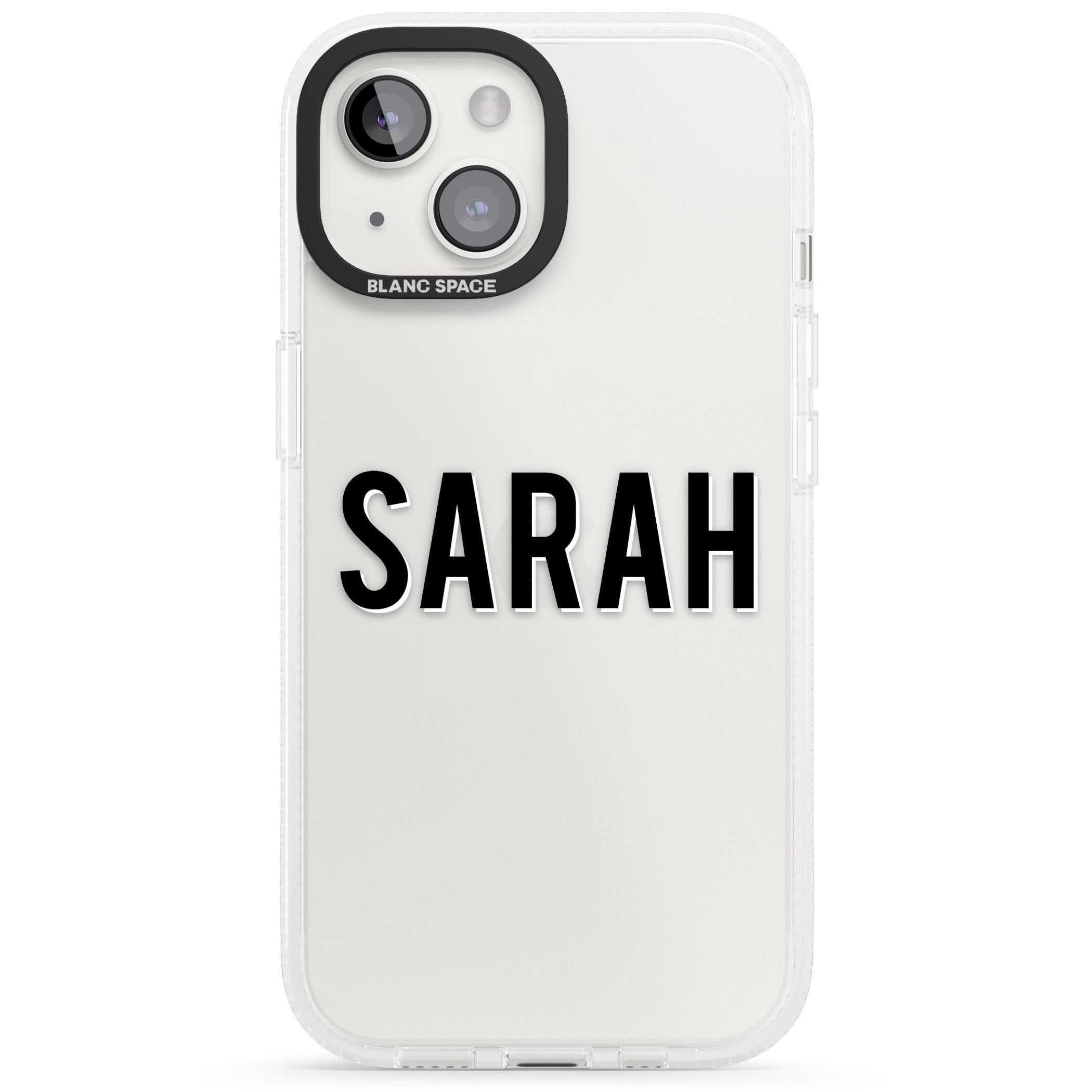 Personalised Clear Text 1A iPhone 15 / 14 / 13 Clear Case Impact Air - Blanc Space