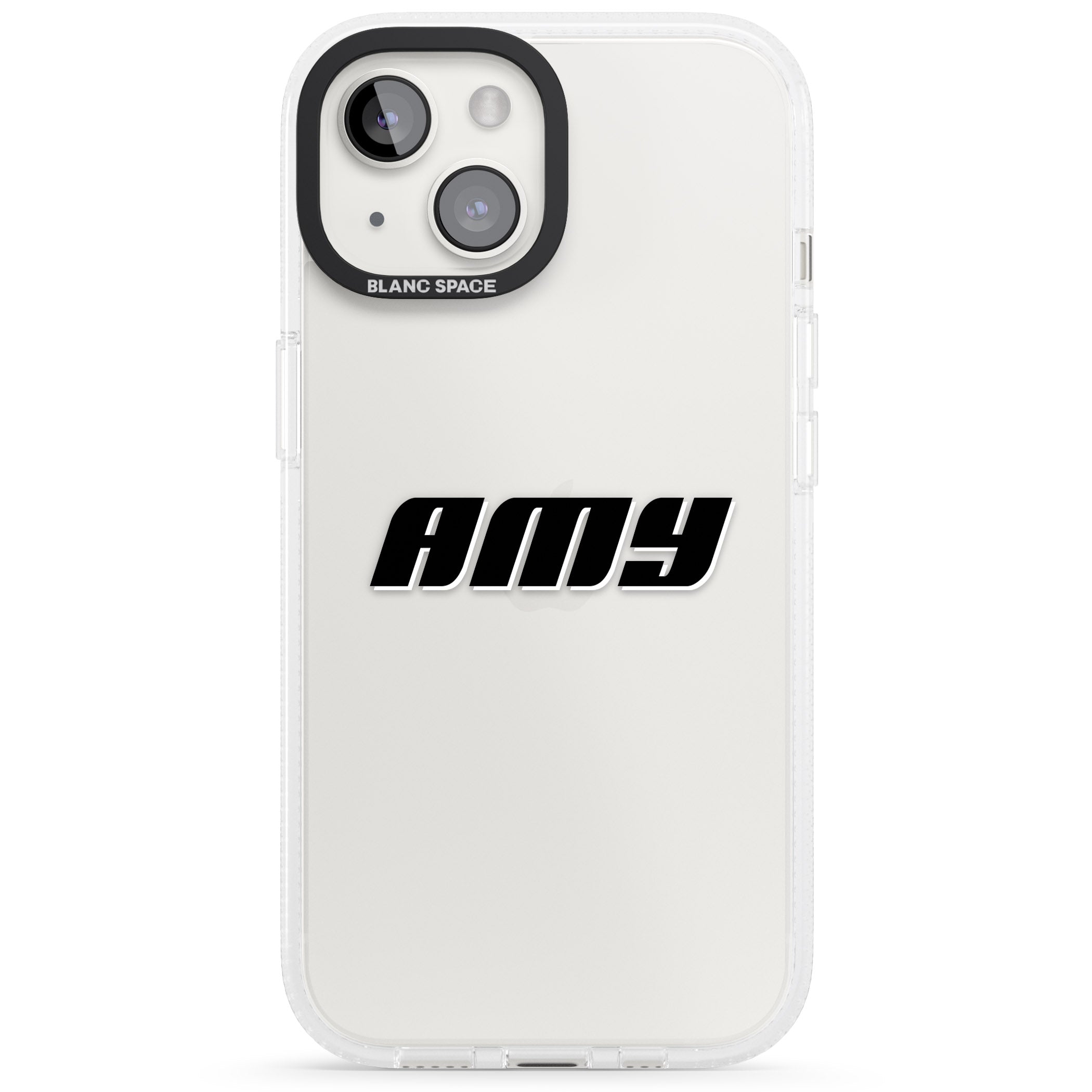 Personalised Clear Text 1C iPhone 15 / 14 / 13 Clear Case Impact Air - Blanc Space