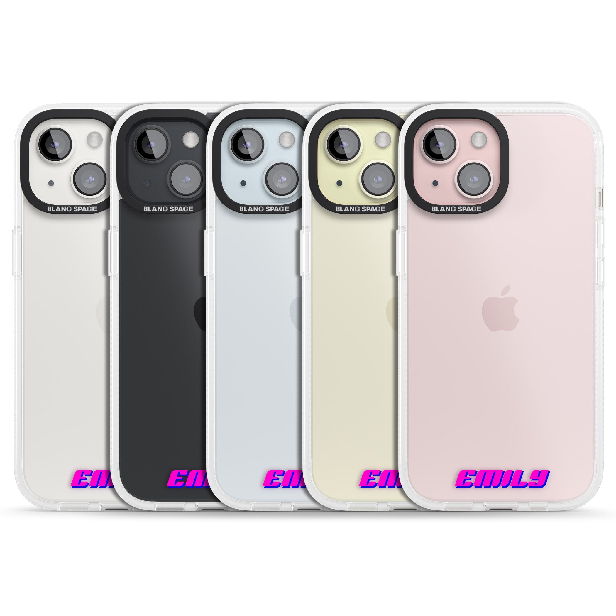 Personalised Clear Text 2C iPhone 15 / 14 / 13 Clear Case Impact Air - Blanc Space