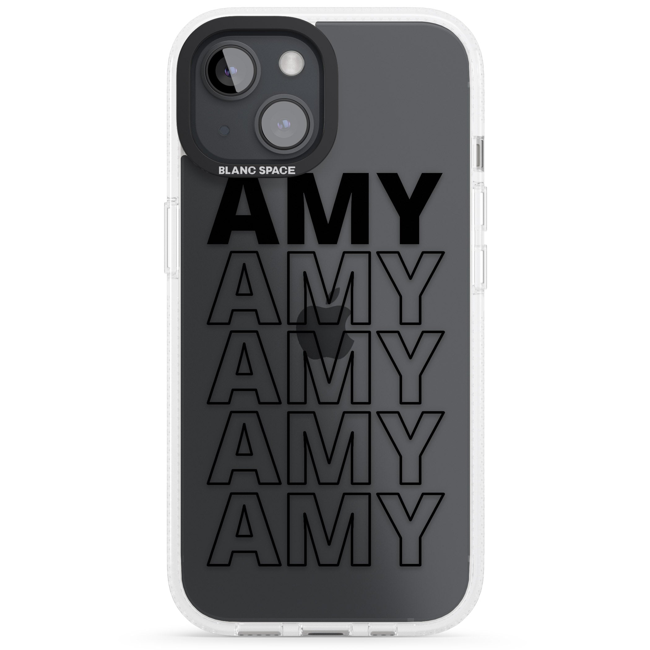 Personalised Clear Text 5E iPhone 15 / 14 / 13 Clear Case Impact Air - Blanc Space