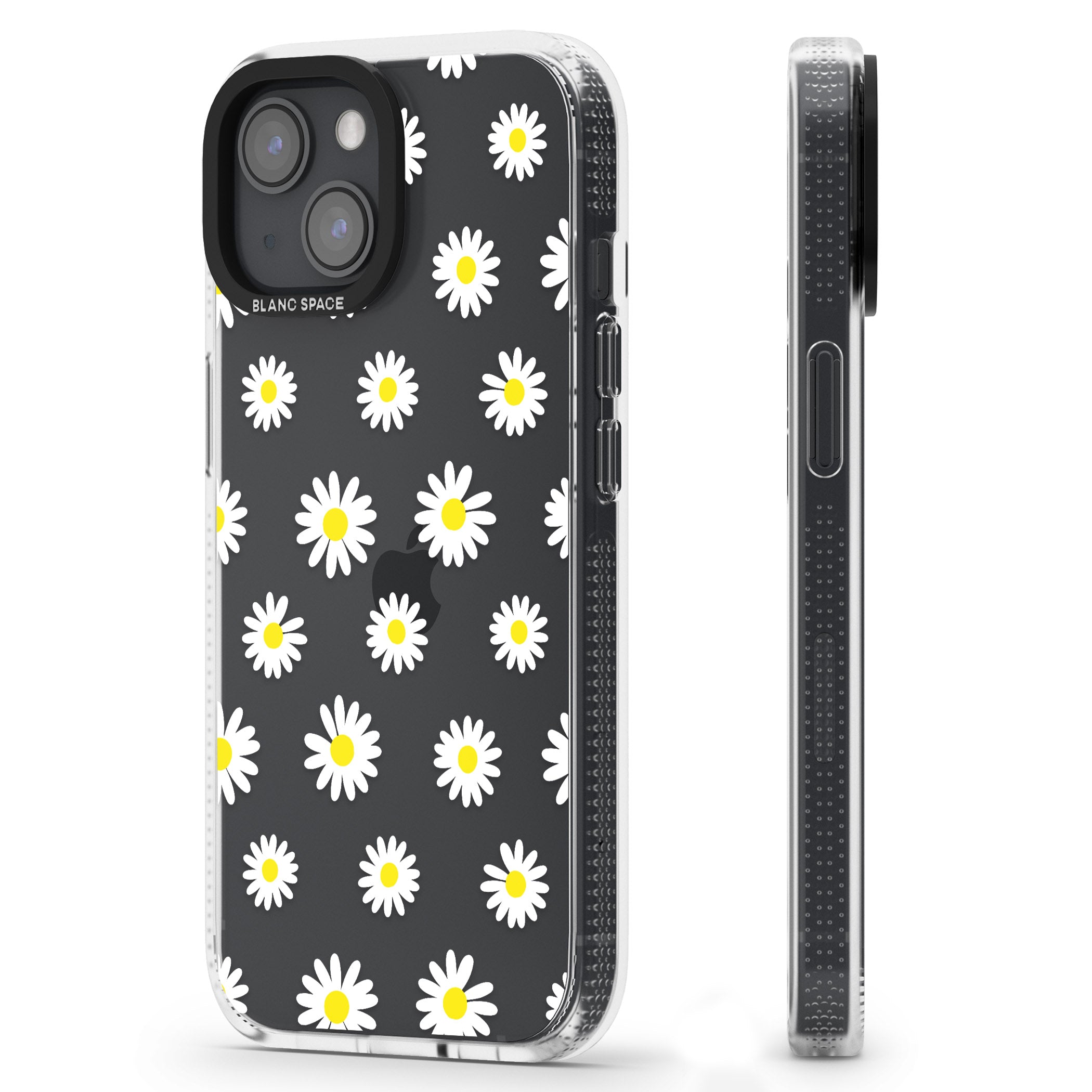 White Daisy Pattern (Clear) iPhone 15 / 14 / 13 Clear Case Impact Air - Blanc Space