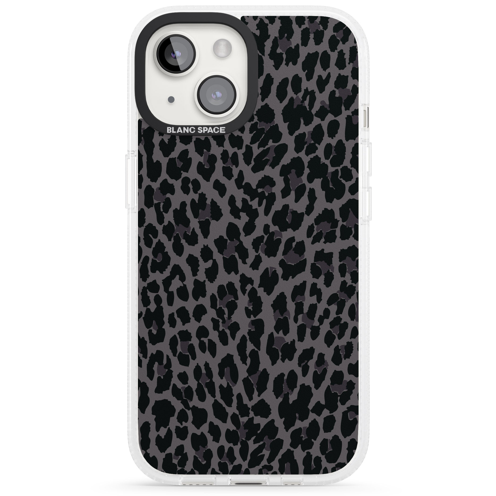Dark Animal Print Pattern Small Leopard iPhone 15 / 14 / 13 Clear Case Impact Air - Blanc Space
