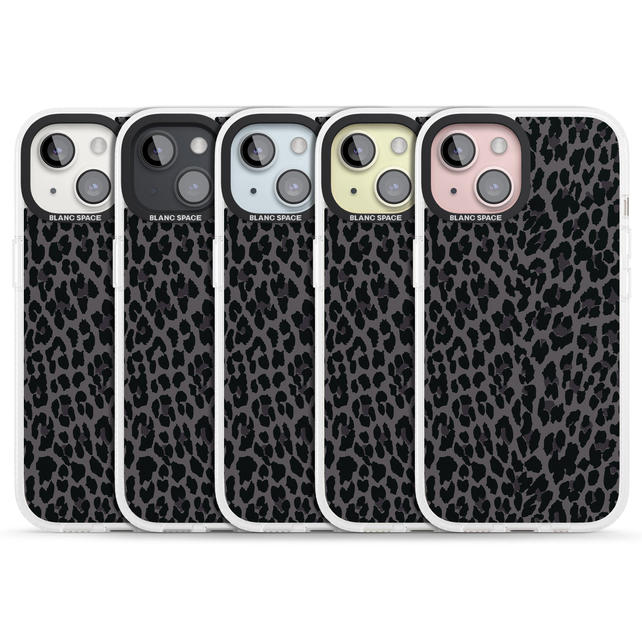 Dark Animal Print Pattern Small Leopard iPhone 15 / 14 / 13 Clear Case Impact Air - Blanc Space