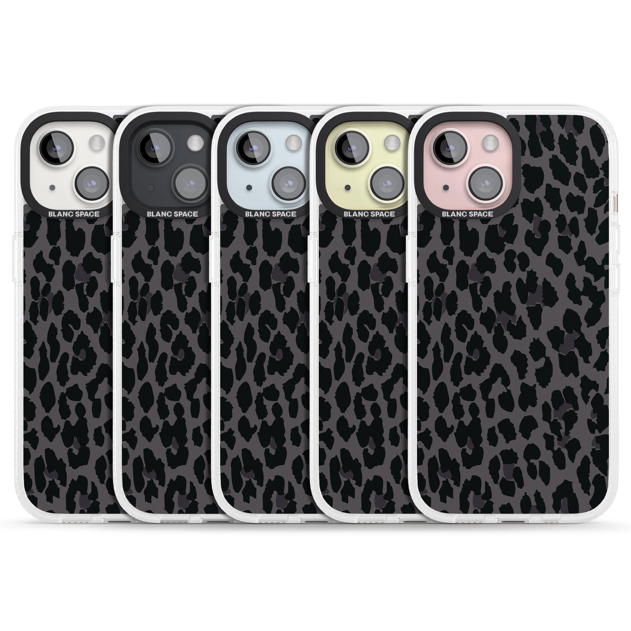 Dark Animal Print Pattern Large Leopard iPhone 15 / 14 / 13 Clear Case Impact Air - Blanc Space