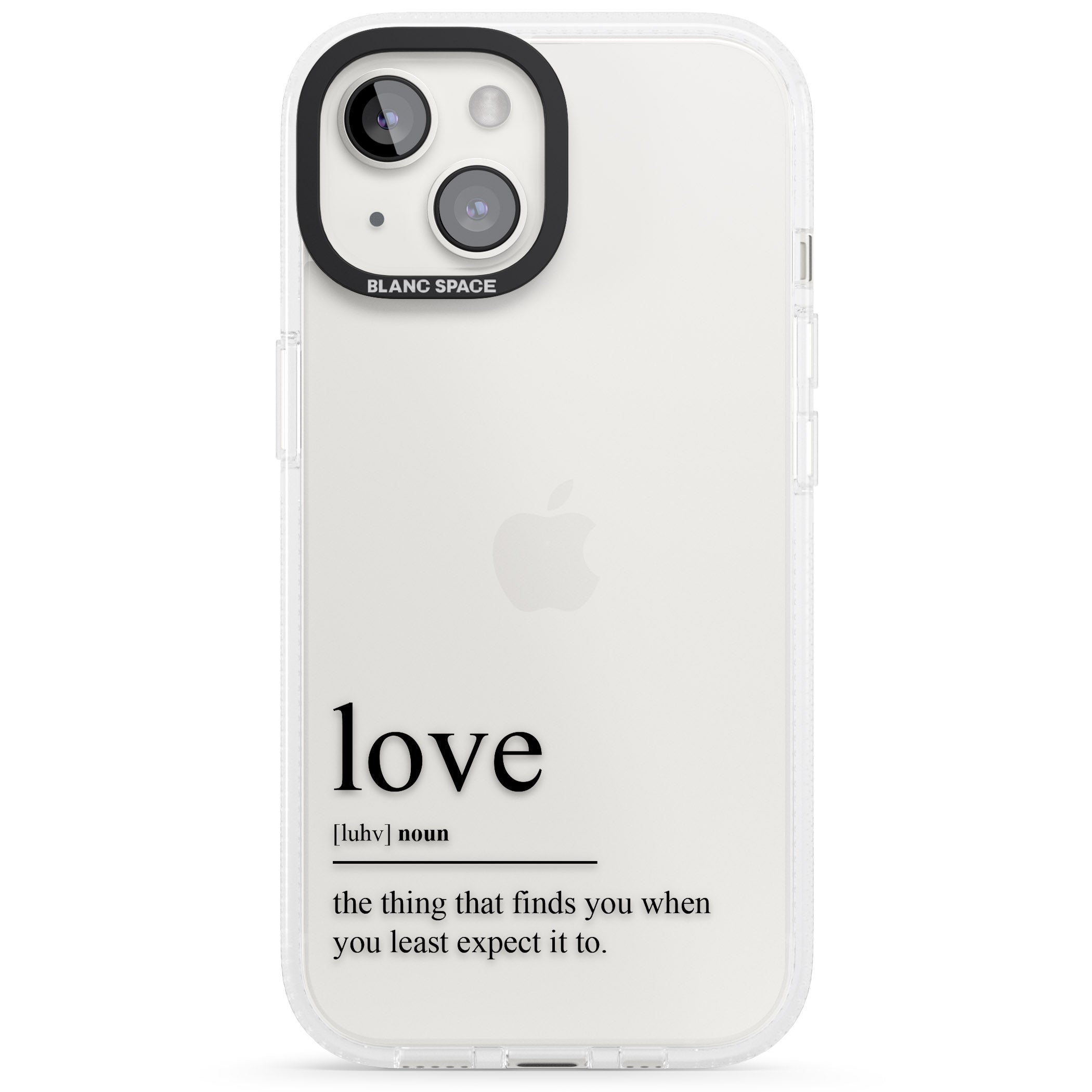 Love iPhone 15 / 14 / 13 Clear Case Impact Air - Blanc Space