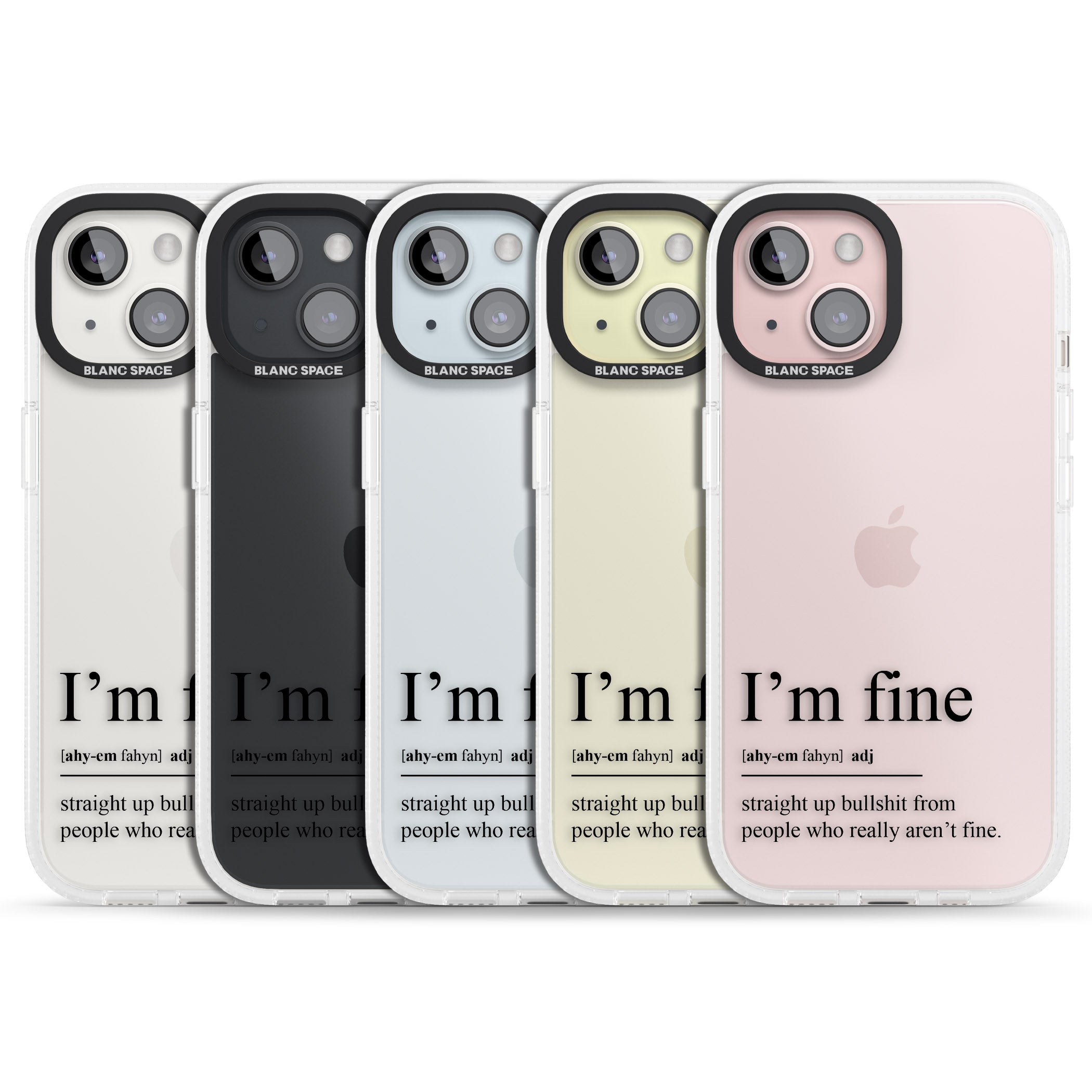 I'm Fine iPhone 15 / 14 / 13 Clear Case Impact Air - Blanc Space