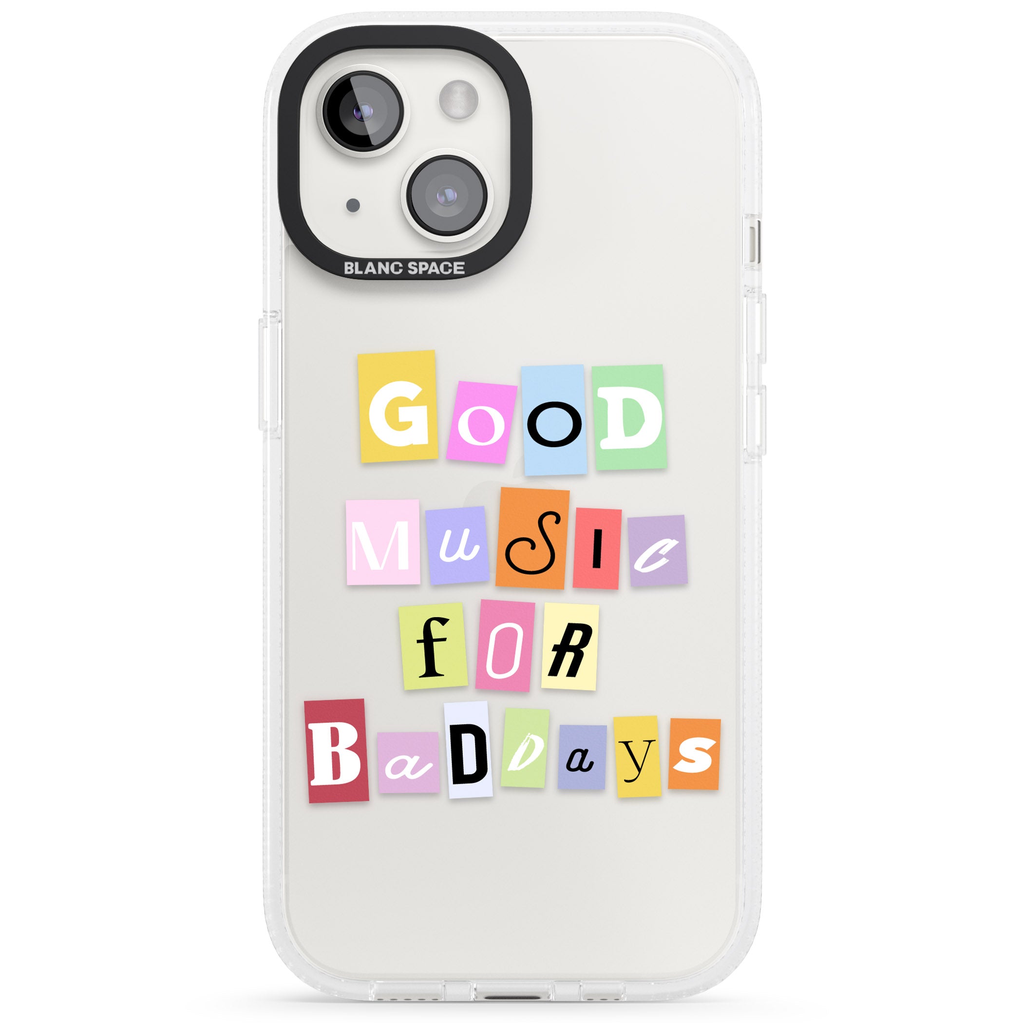 Good Music For Bad Days iPhone 15 / 14 / 13 Clear Case Impact Air - Blanc Space