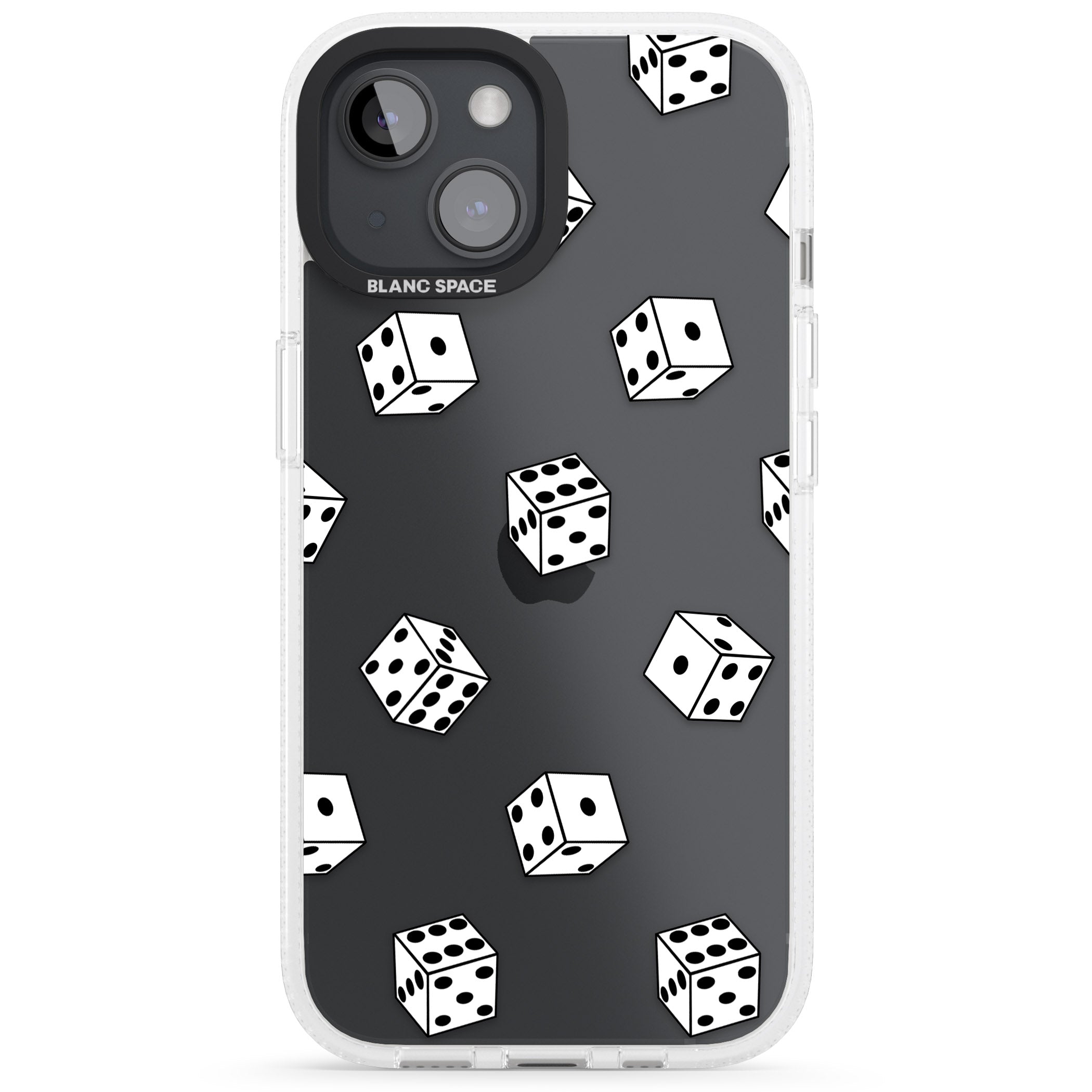 Clear Dice Pattern iPhone 15 / 14 / 13 Clear Case Impact Air - Blanc Space