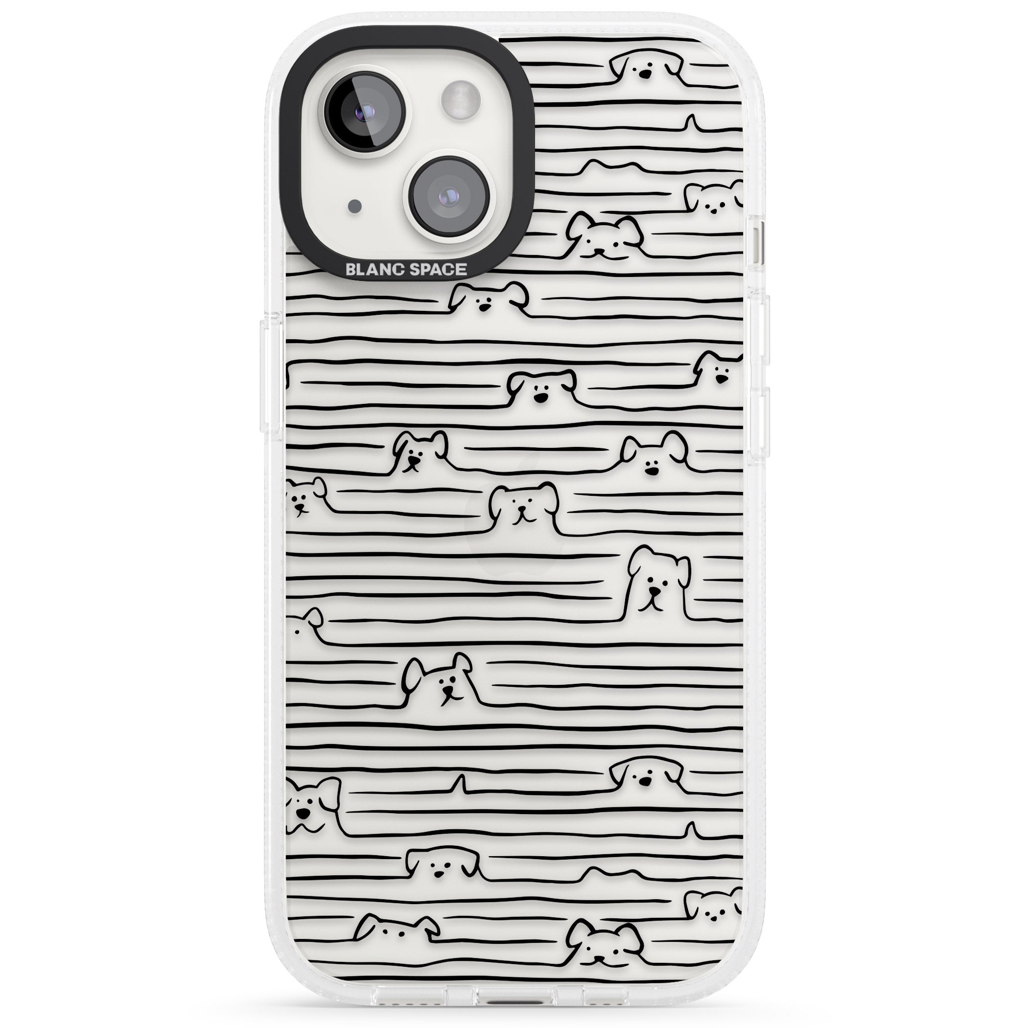 Dog Line Art - Black iPhone 15 / 14 / 13 Clear Case Impact Air - Blanc Space