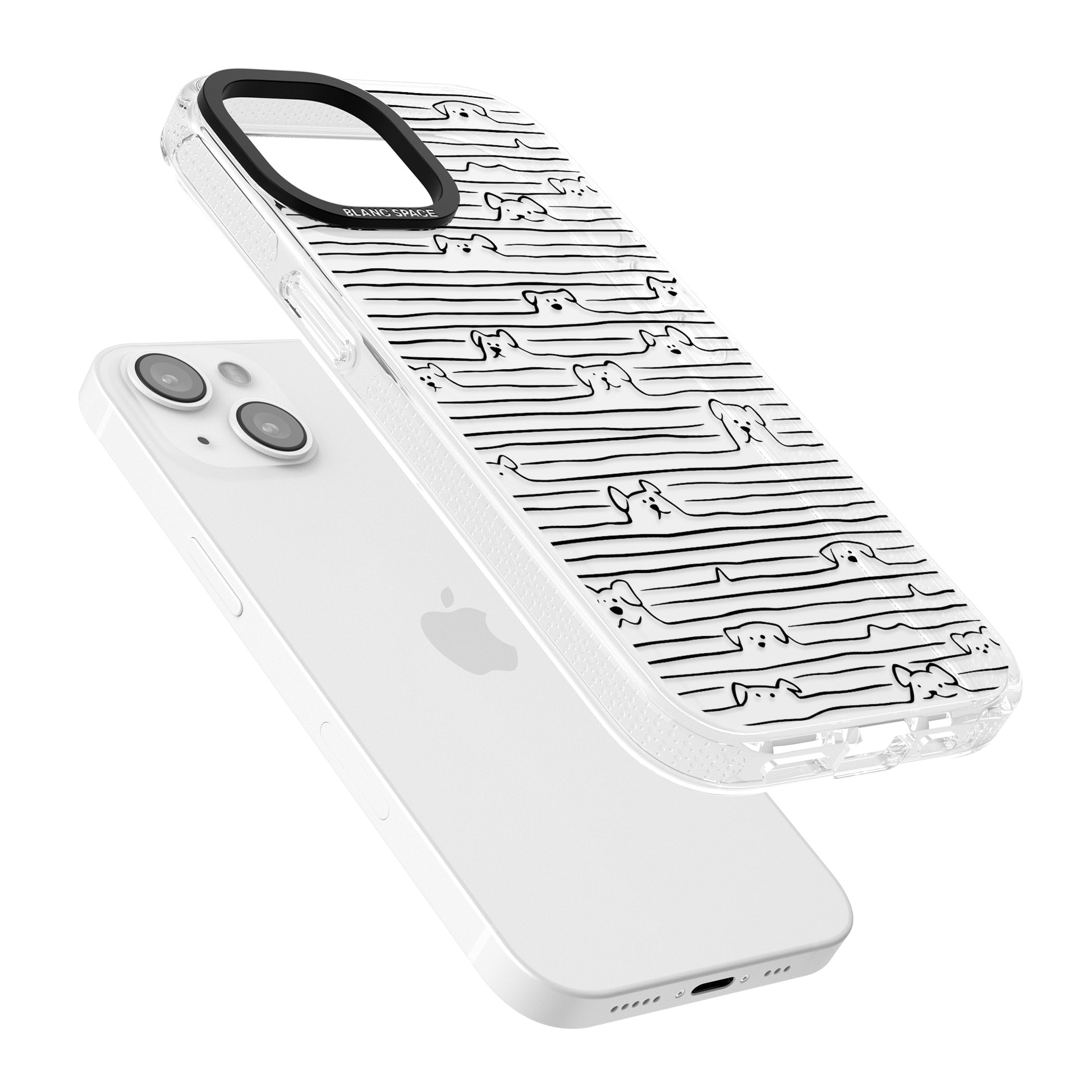 Dog Line Art - Black iPhone 15 / 14 / 13 Clear Case Impact Air - Blanc Space
